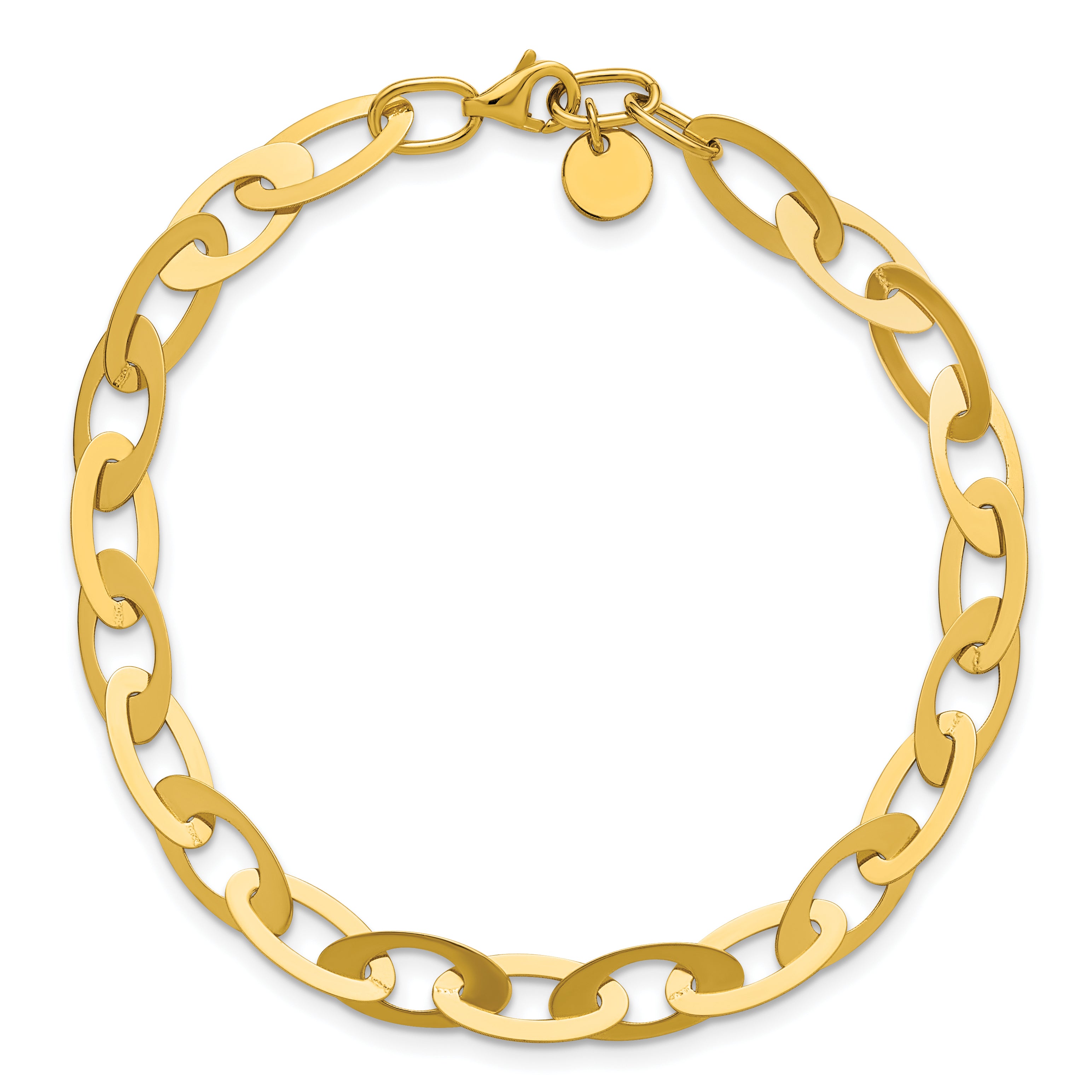 14K Polished Fancy Oval Link Bracelet