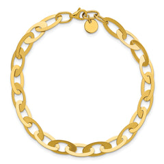 14K Polished Fancy Oval Link Bracelet