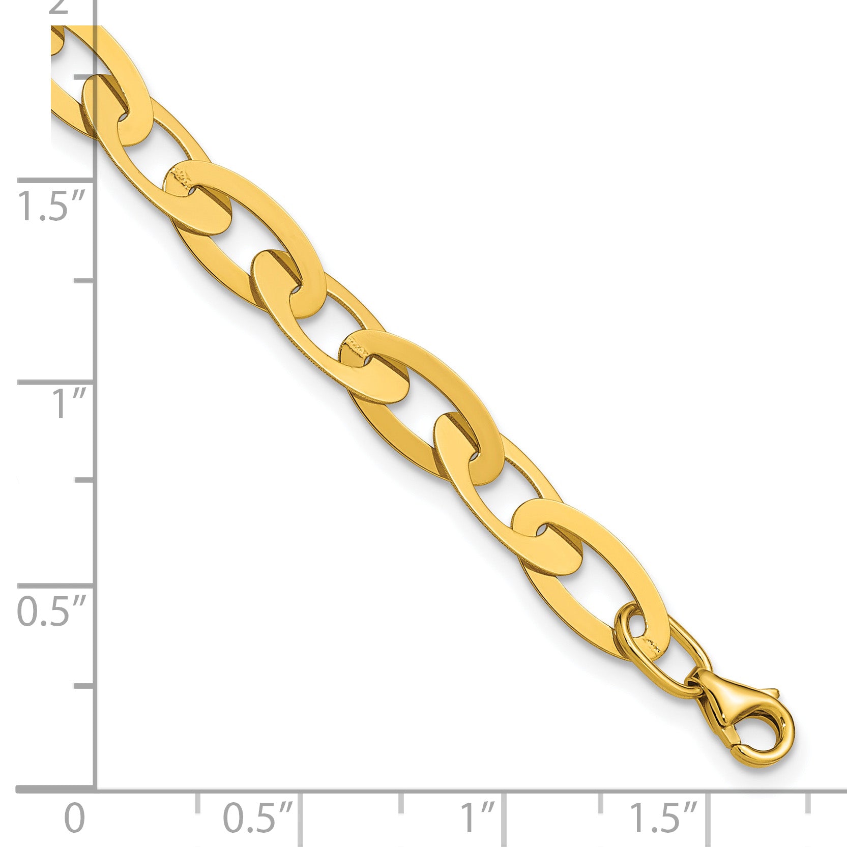 14K Polished Fancy Oval Link Bracelet