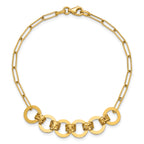 14K Polished Circles Paperclip Link Bracelet