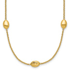 14K Polished and Dia-cut Oval Station with 2in ext. Necklace