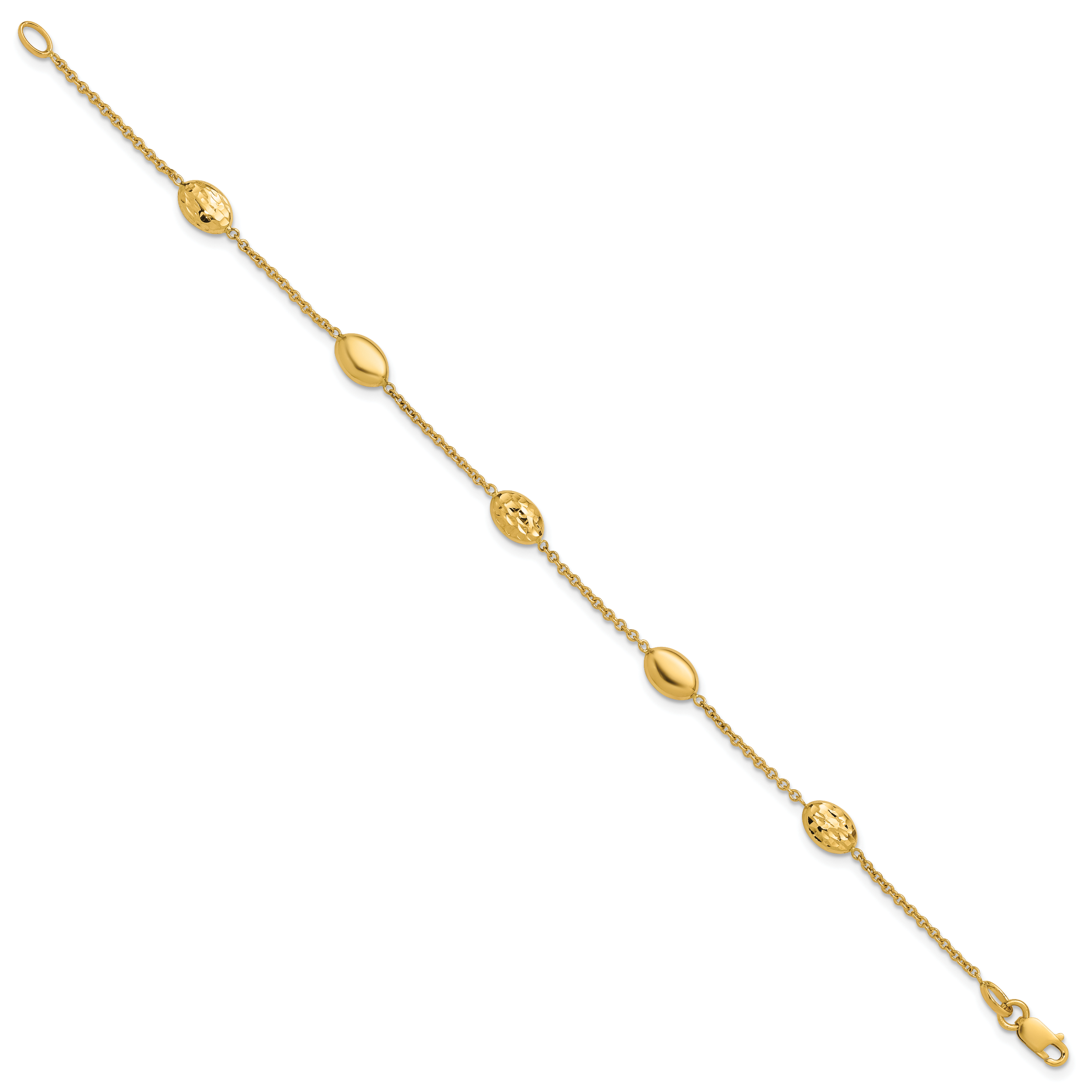14K Polished and Dia-cut Oval Station Bracelet Secondary image