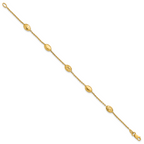 14K Polished and Dia-cut Oval Station Bracelet