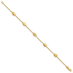 14K Polished and Dia-cut Oval Station Bracelet