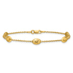14K Polished and Dia-cut Oval Station Bracelet