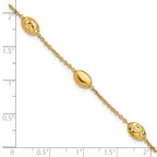 14K Polished and Dia-cut Oval Station Bracelet