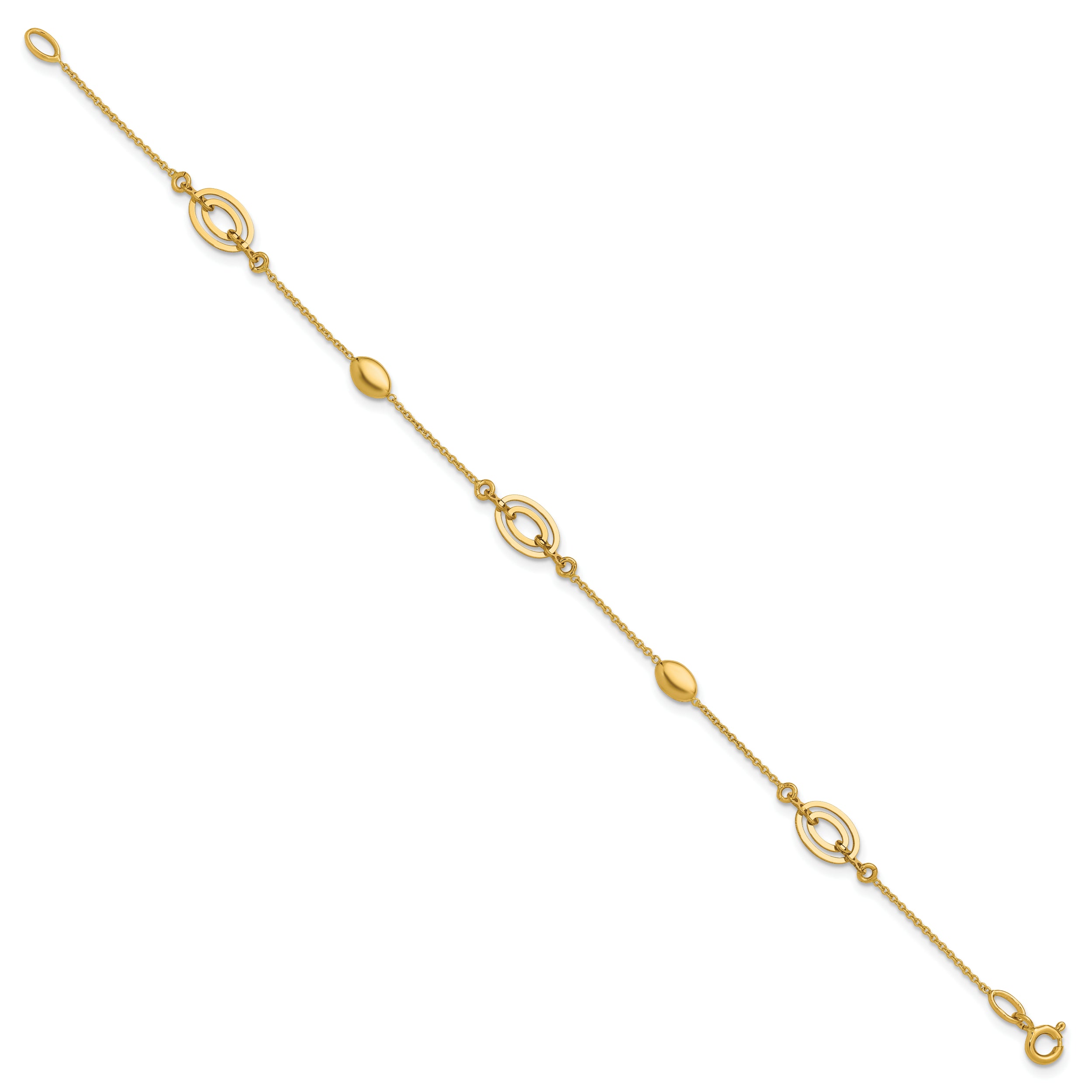 14K Polished Fancy Oval Station Bracelet