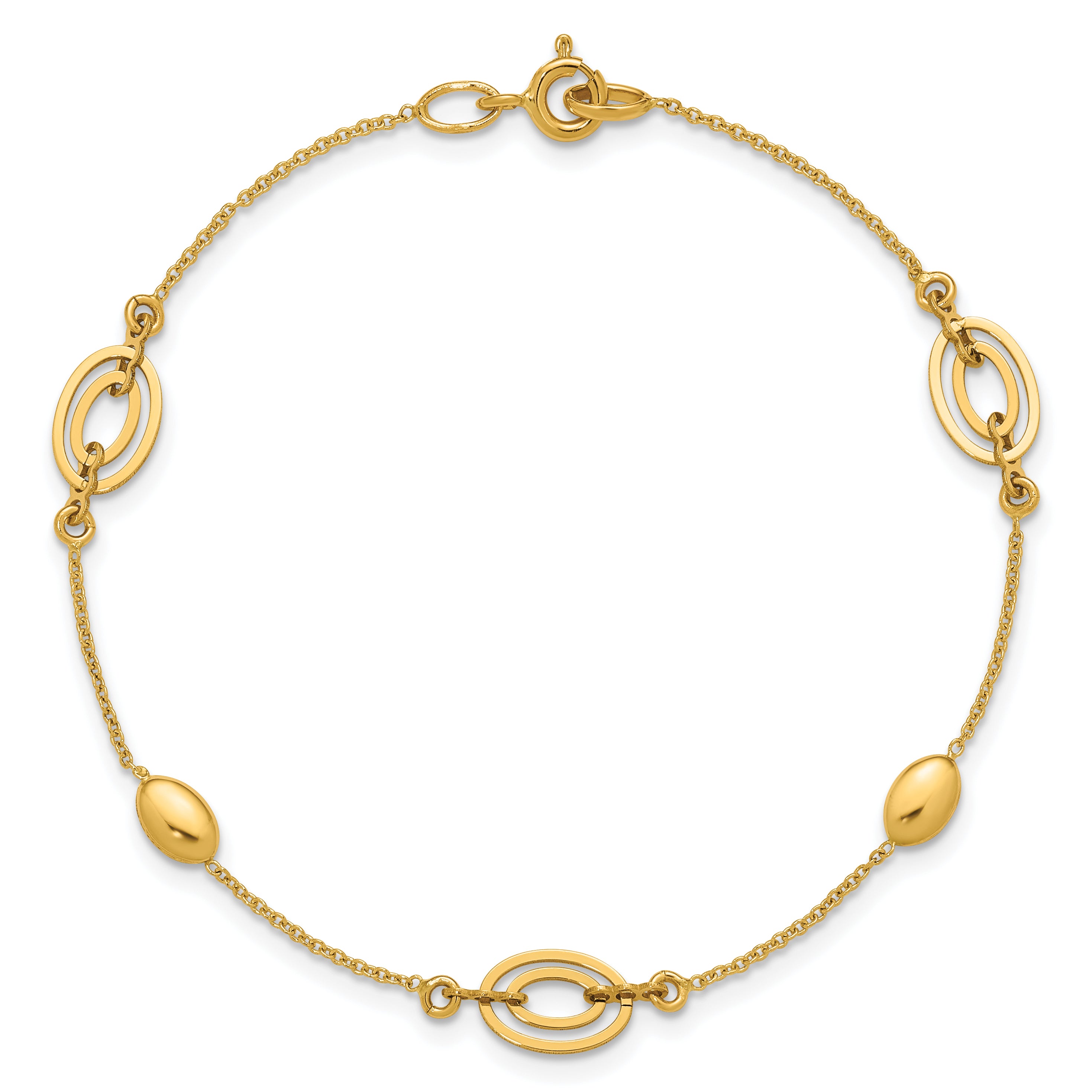 14K Polished Fancy Oval Station Bracelet
