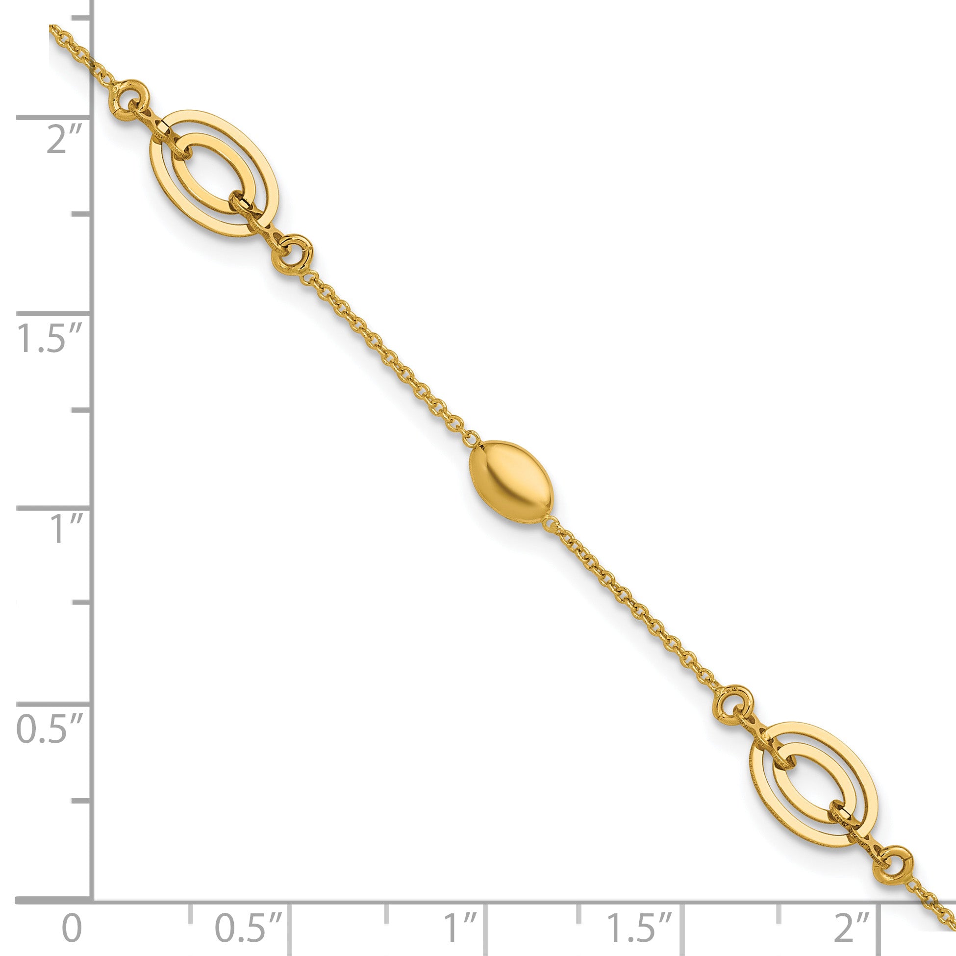 14K Polished Fancy Oval Station Bracelet