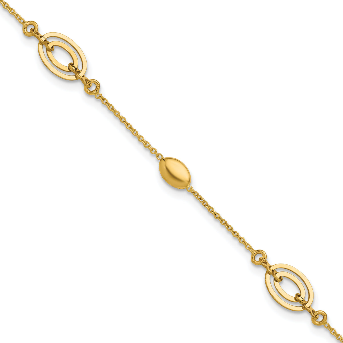 14K Polished Fancy Oval Station Bracelet
