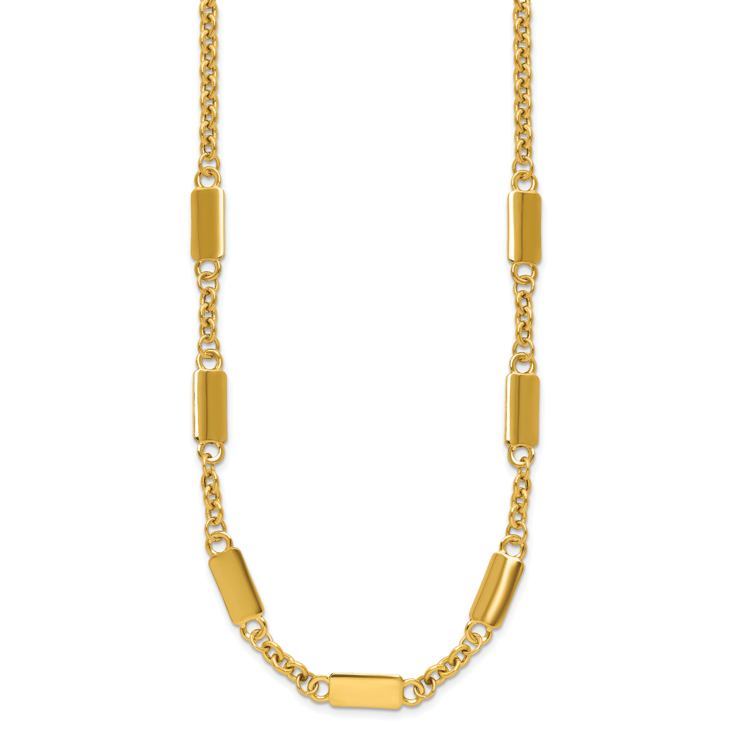 14K Polished Bar Station Necklace