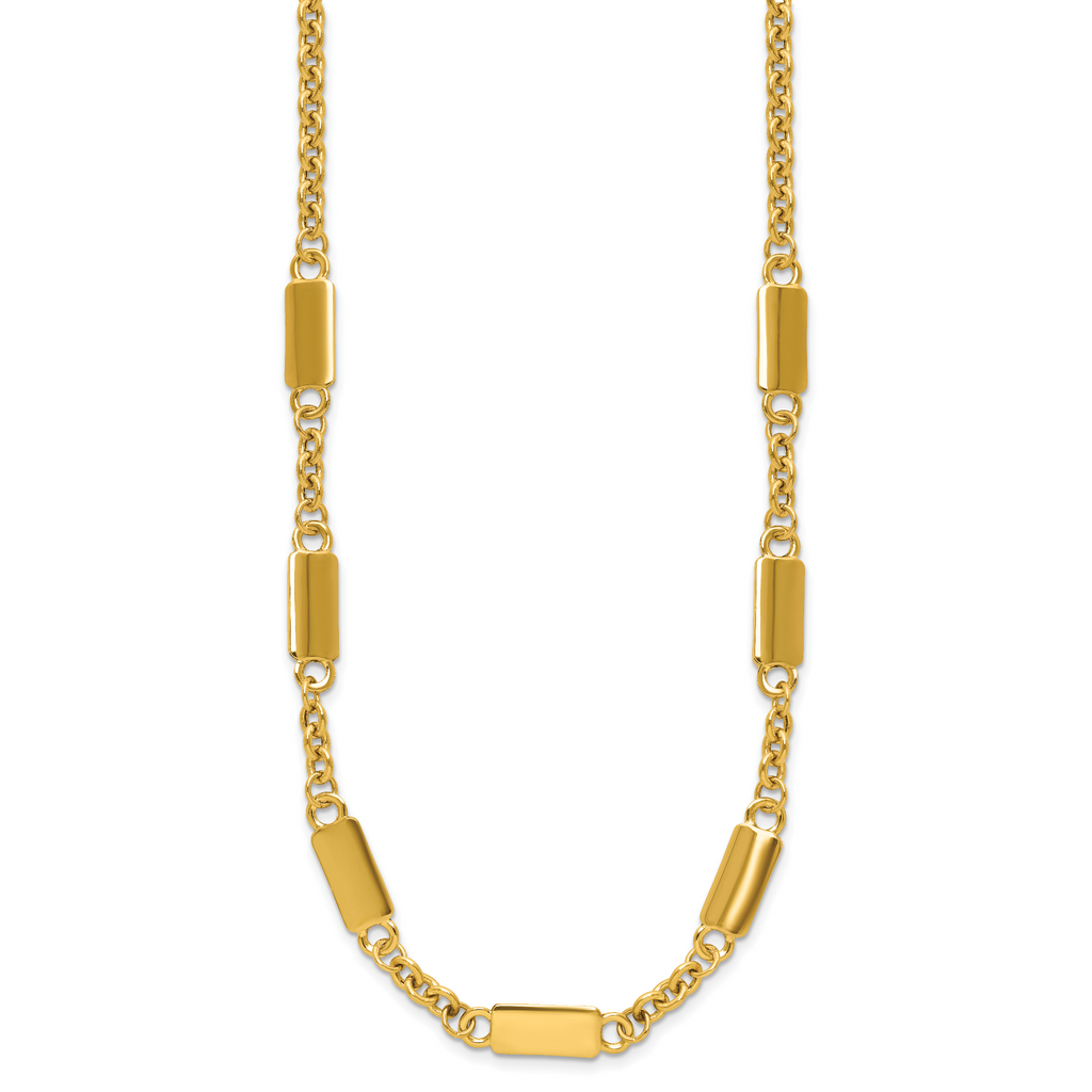 14K Polished Bar Station Necklace
