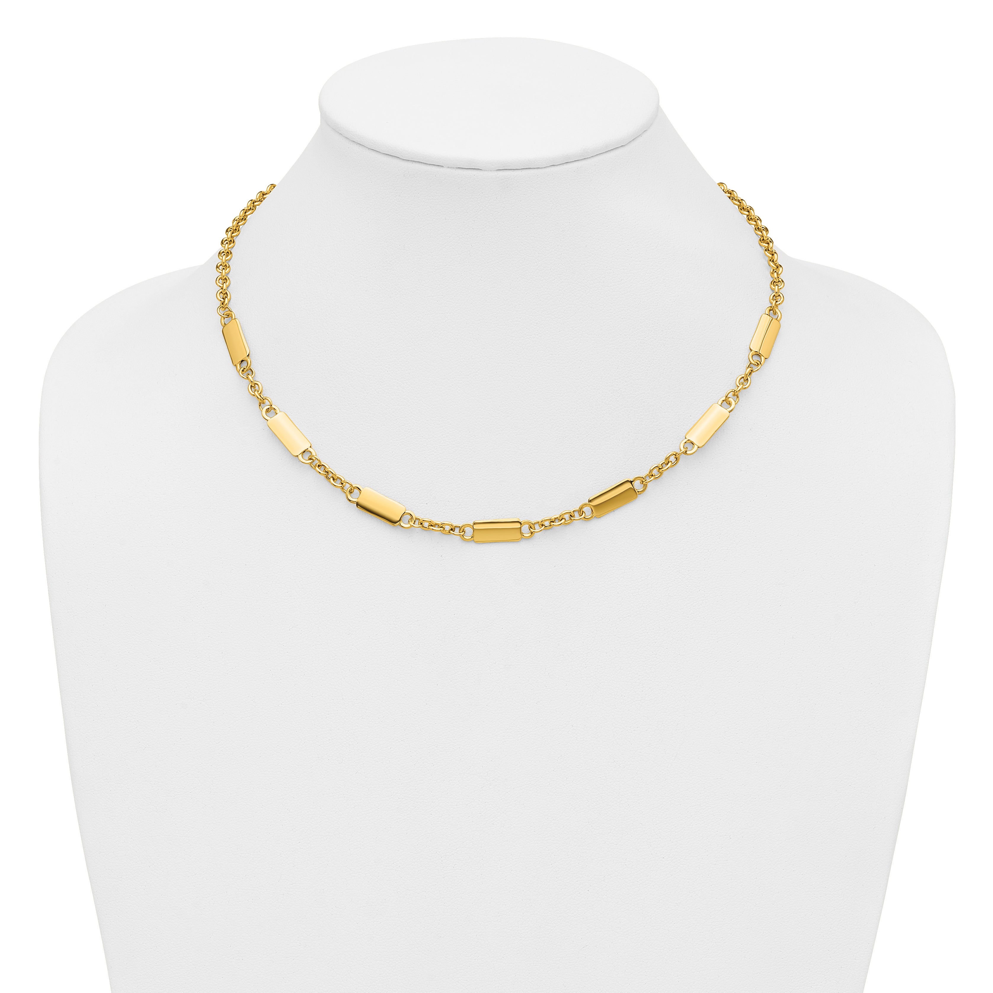 14K Polished Bar Station Necklace