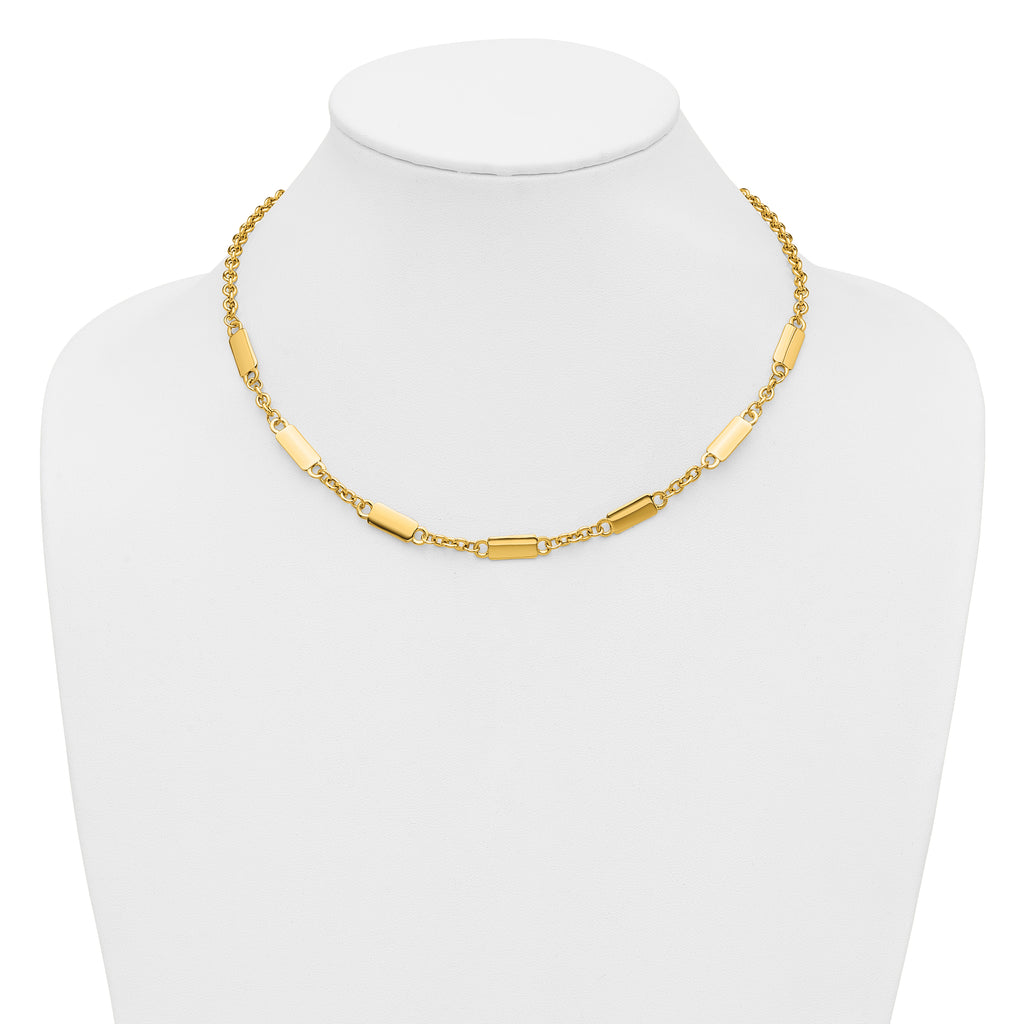 14K Polished Bar Station Necklace