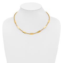 14K Polished Bar Station Necklace