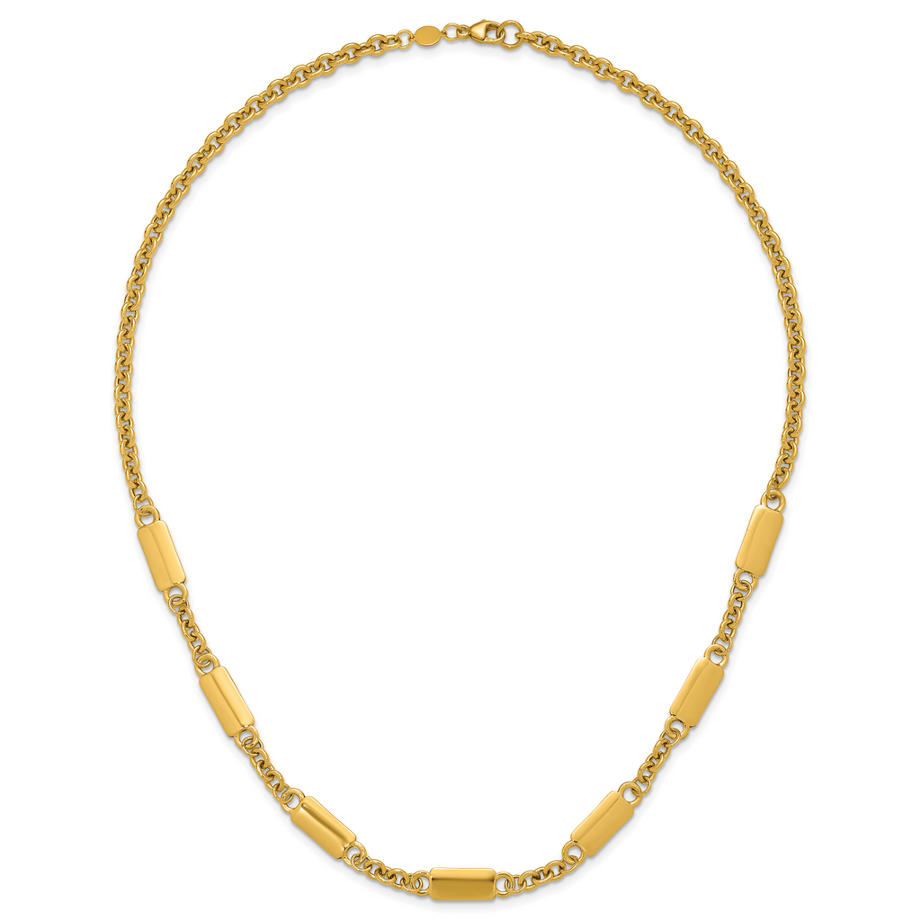 14K Polished Bar Station Necklace