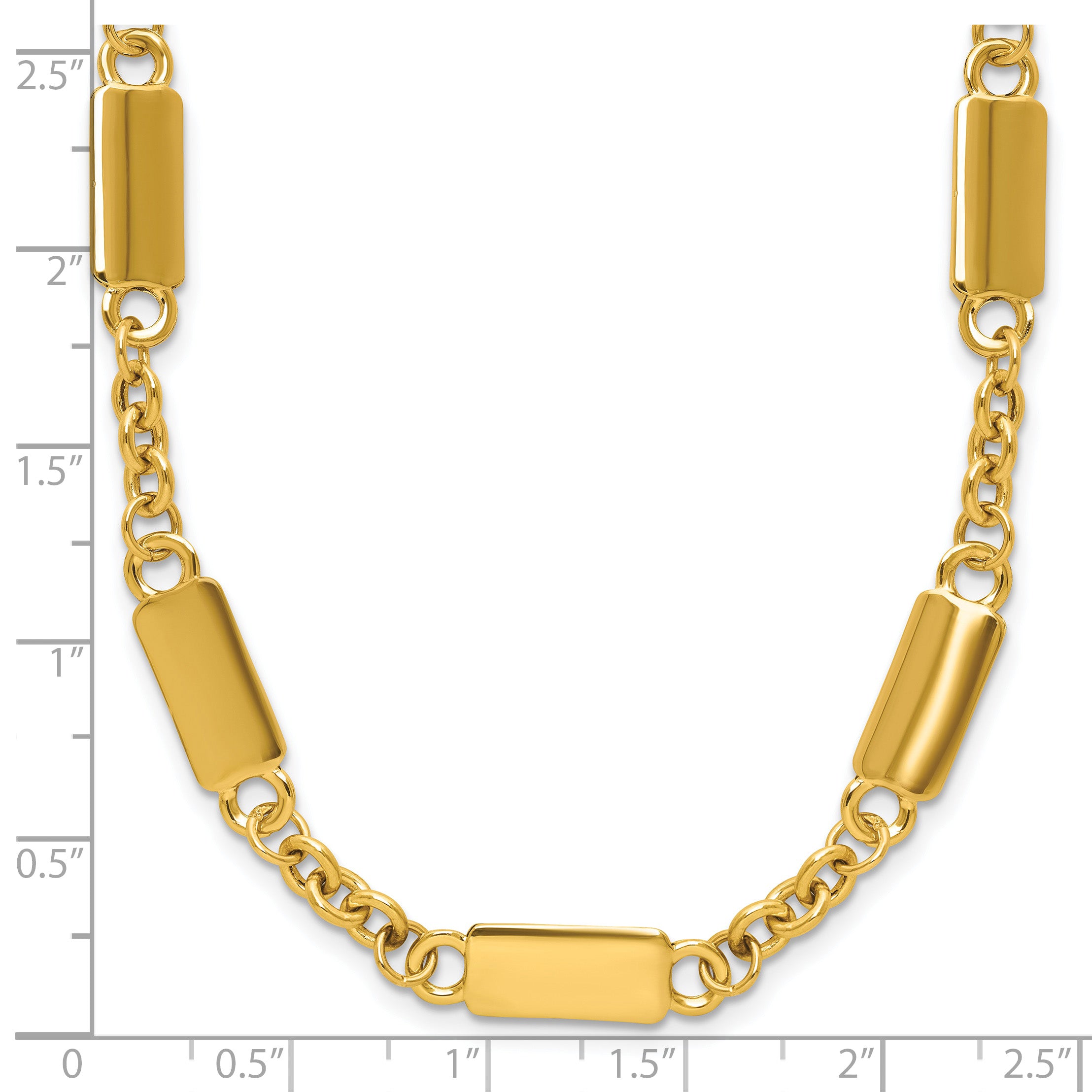 14K Polished Bar Station Necklace
