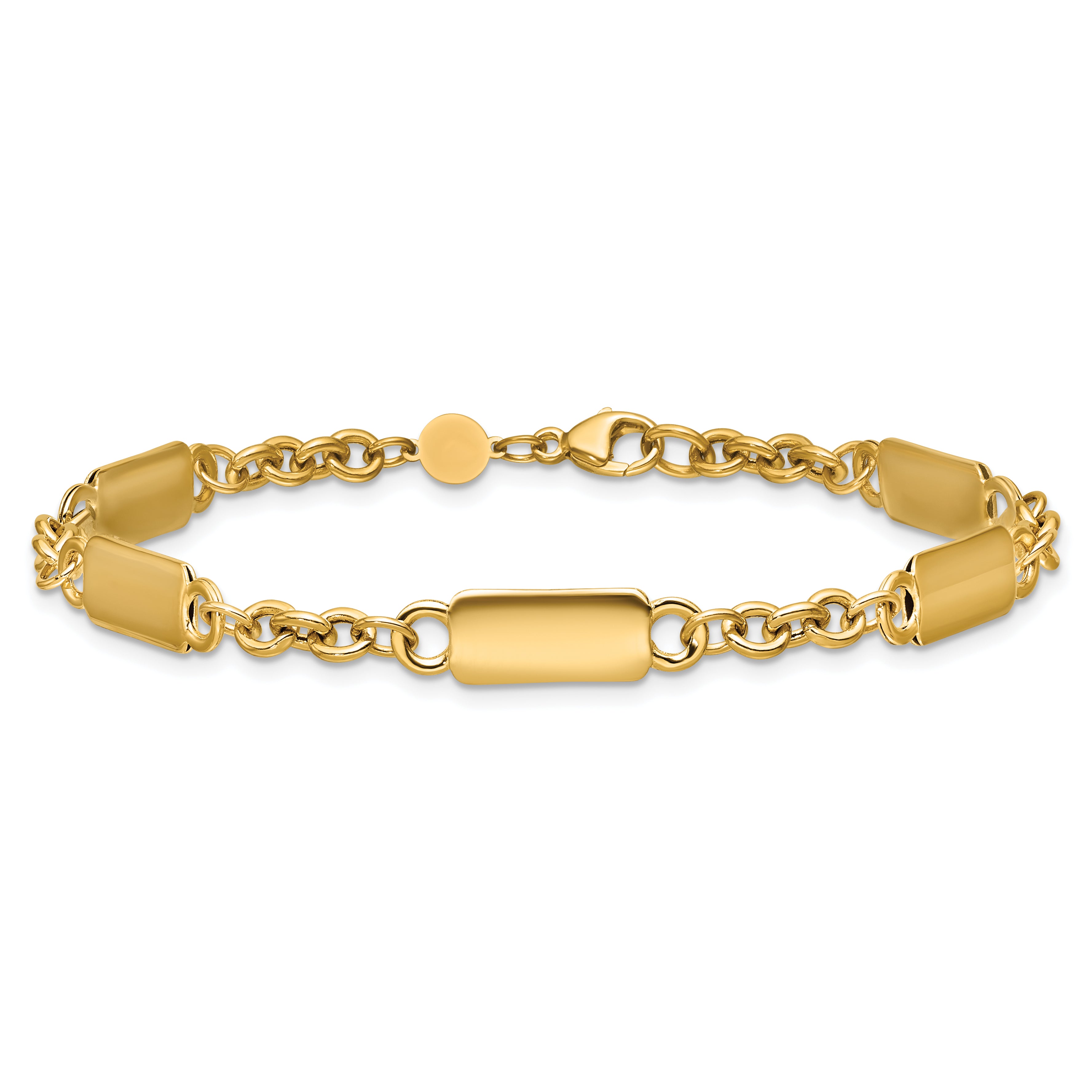 14K Polished Bar Station Bracelet