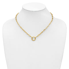 14K Polished Paperclip with Circle Ring Clasp Necklace
