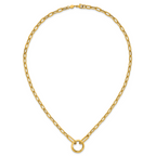 14K Polished Paperclip with Circle Ring Clasp Necklace