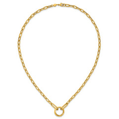 14K Polished Paperclip with Circle Ring Clasp Necklace