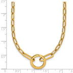14K Polished Paperclip with Circle Ring Clasp Necklace