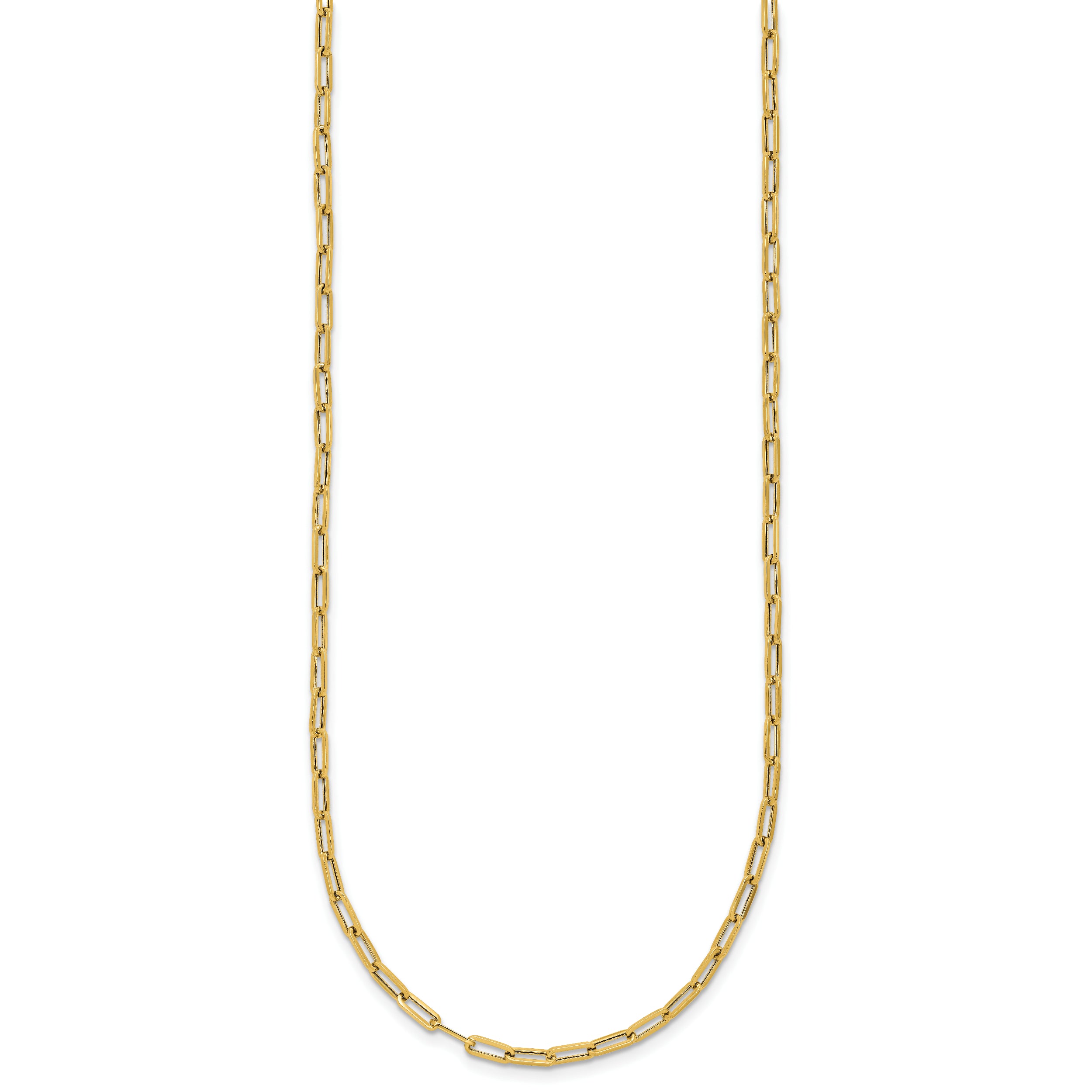 14K Polished Paperclip Necklace