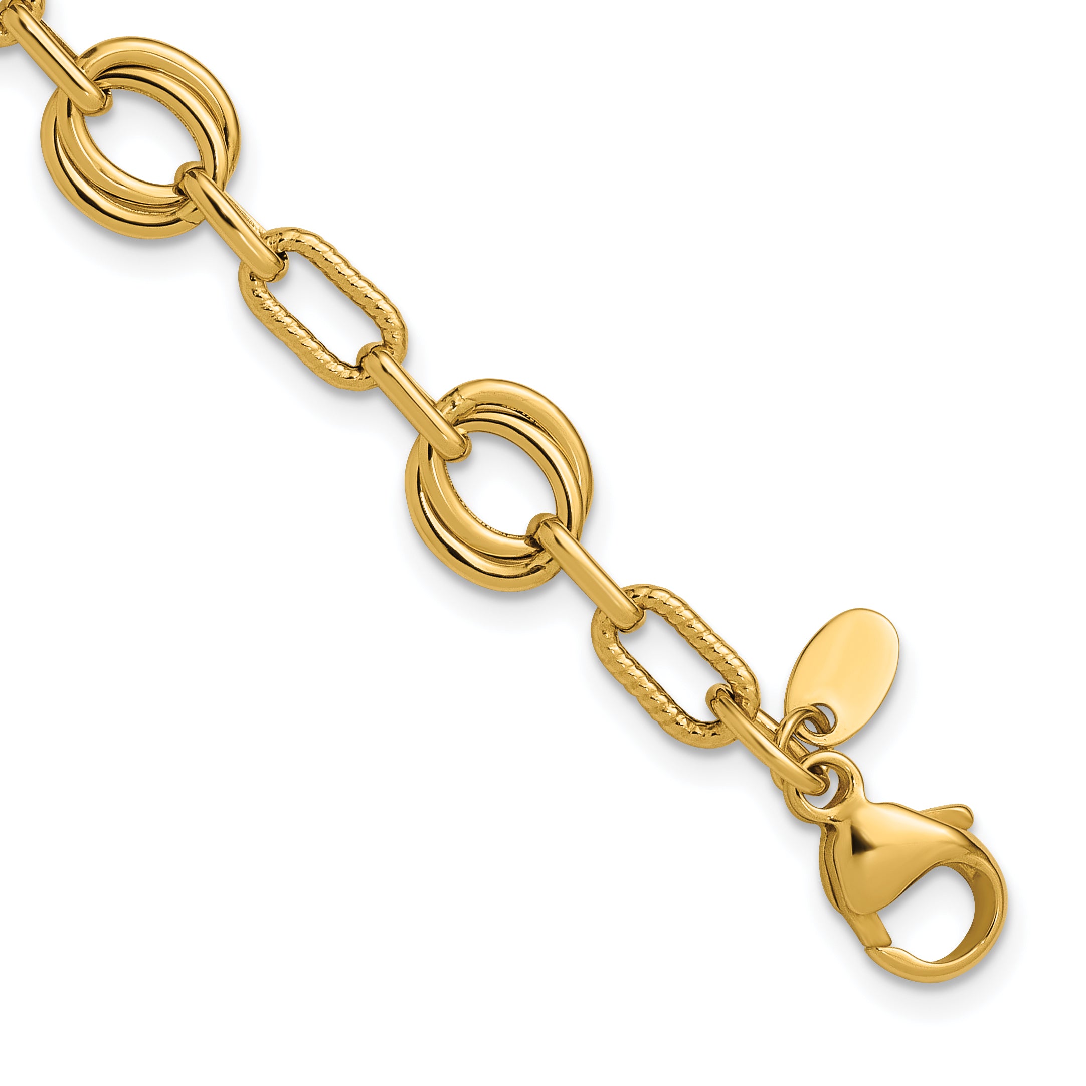 14K Polished and Textured Fancy Link Bracelet Main image