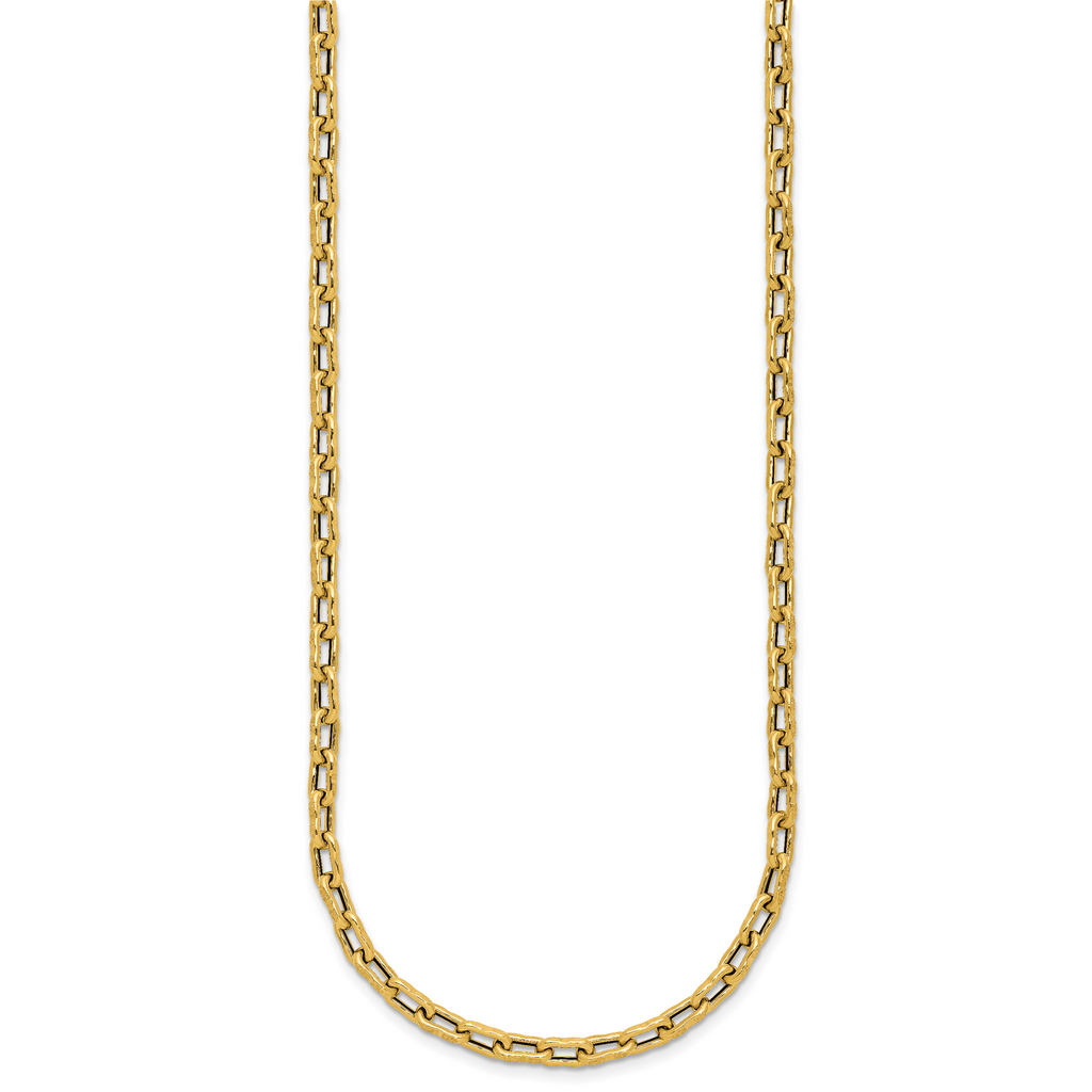 14K Polished Textured Fancy Link Necklace