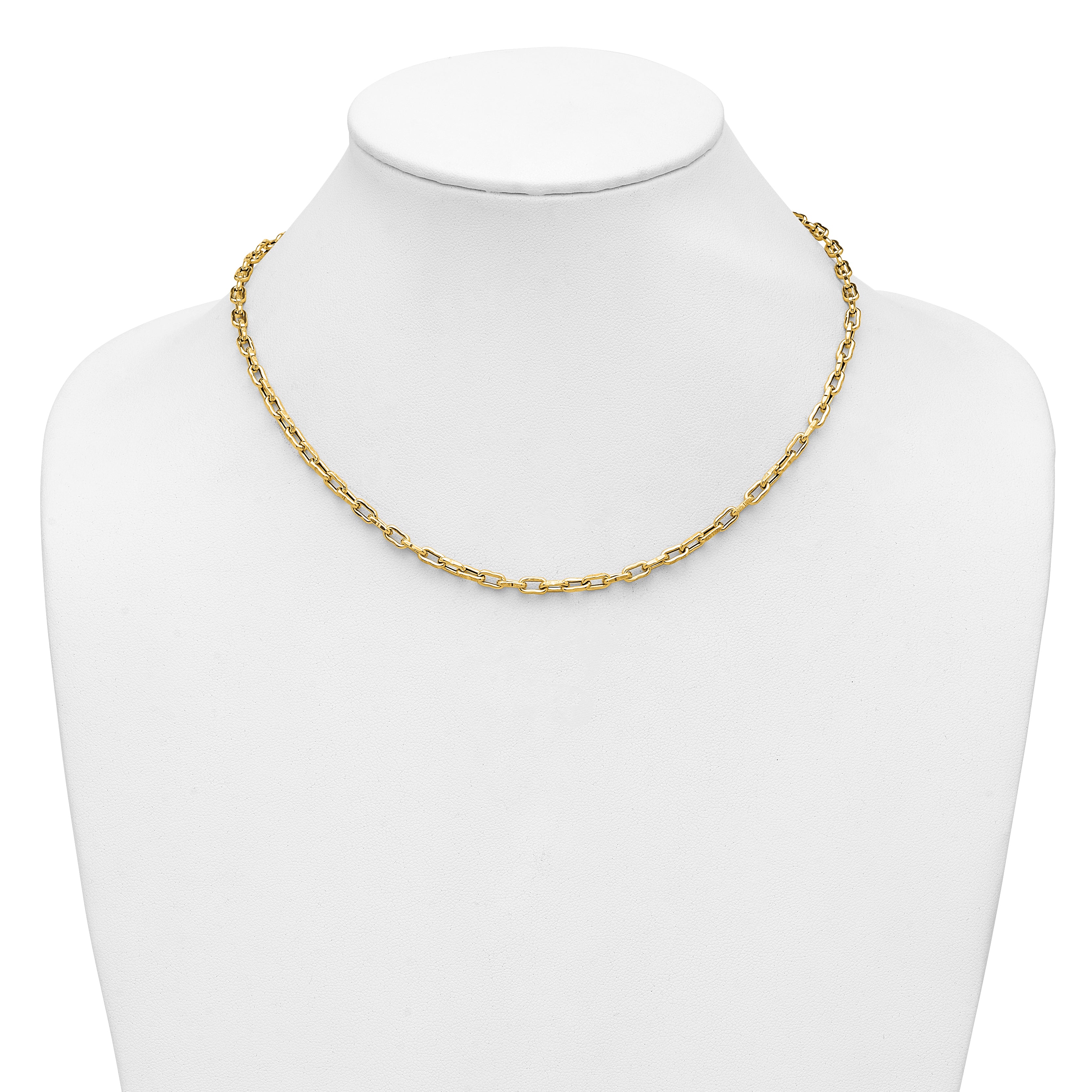 14K Polished Textured Fancy Link Necklace