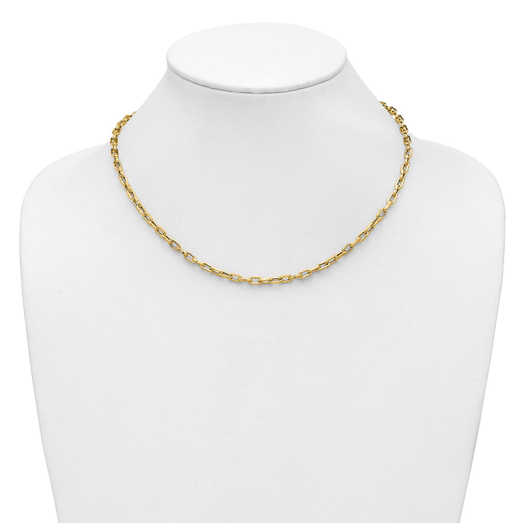 14K Polished Textured Fancy Link Necklace