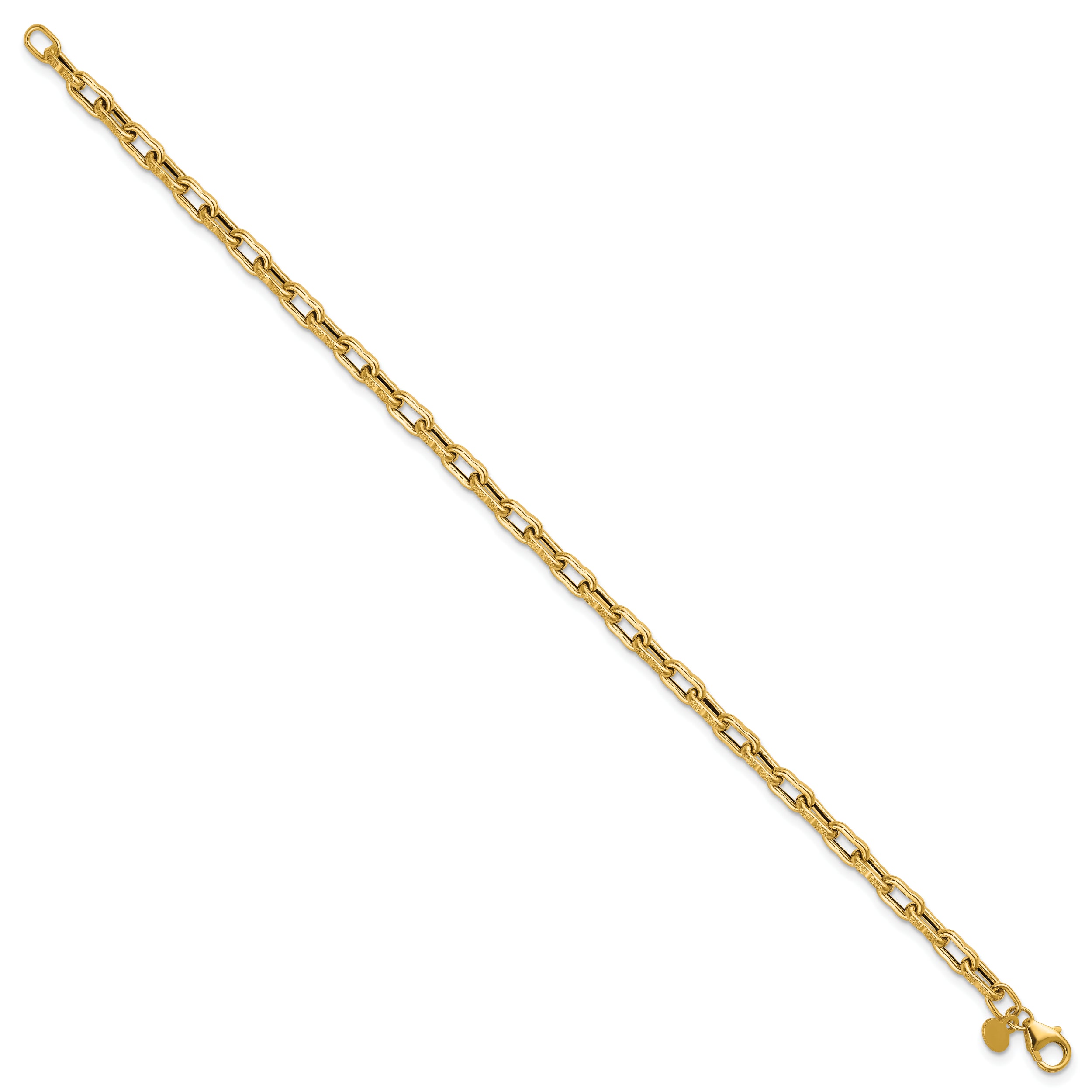 14K Polished Textured Fancy Link Bracelet