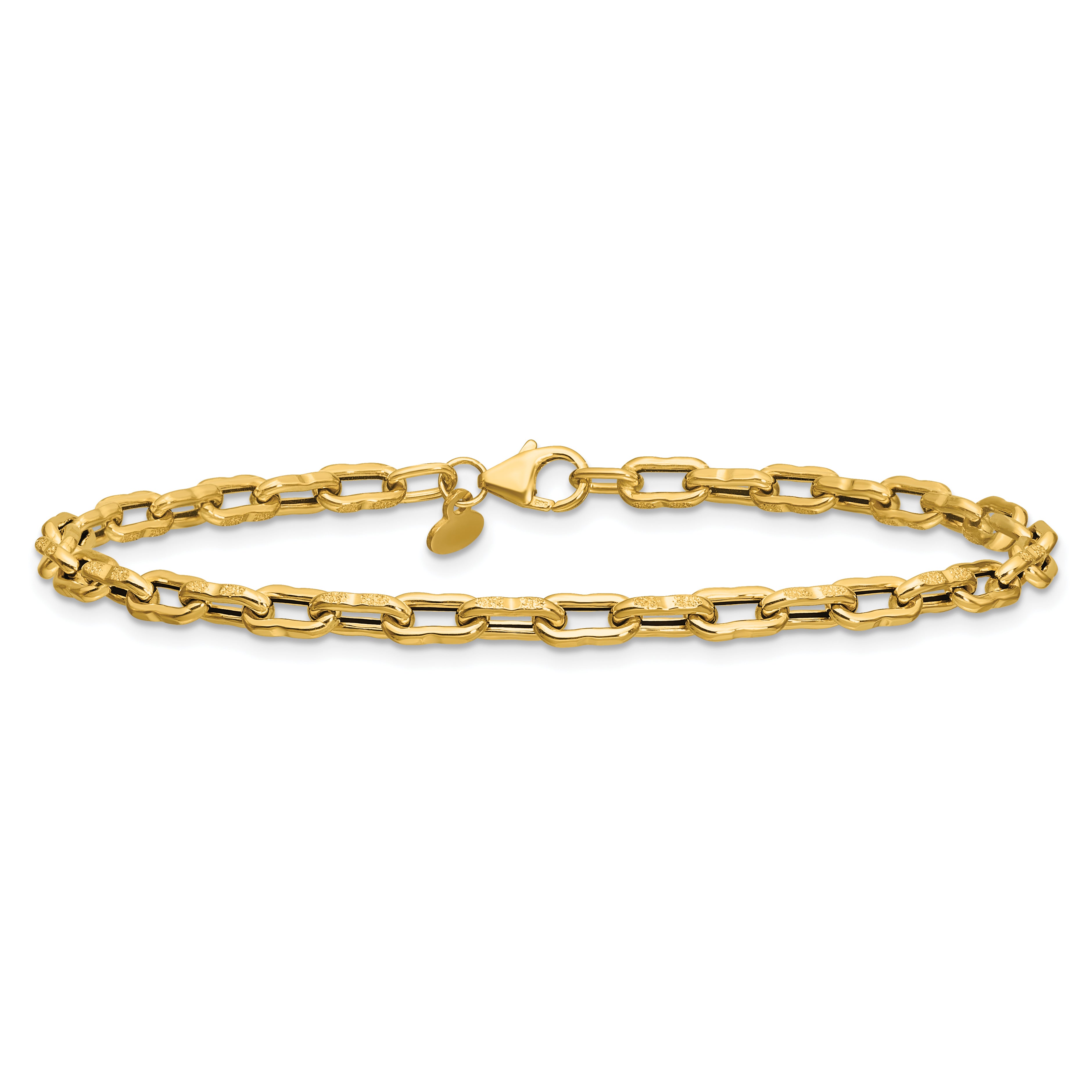 14K Polished Textured Fancy Link Bracelet