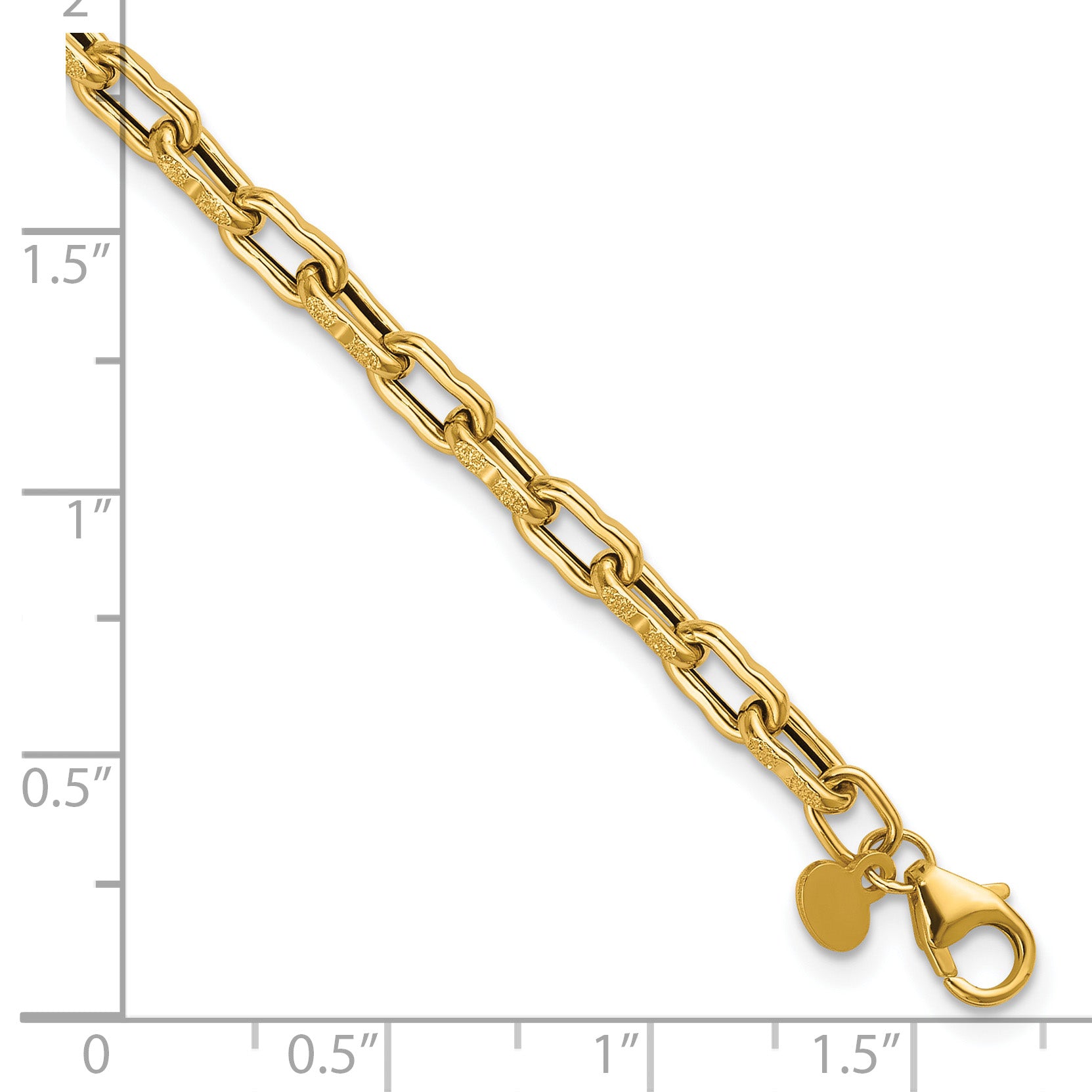 14K Polished Textured Fancy Link Bracelet