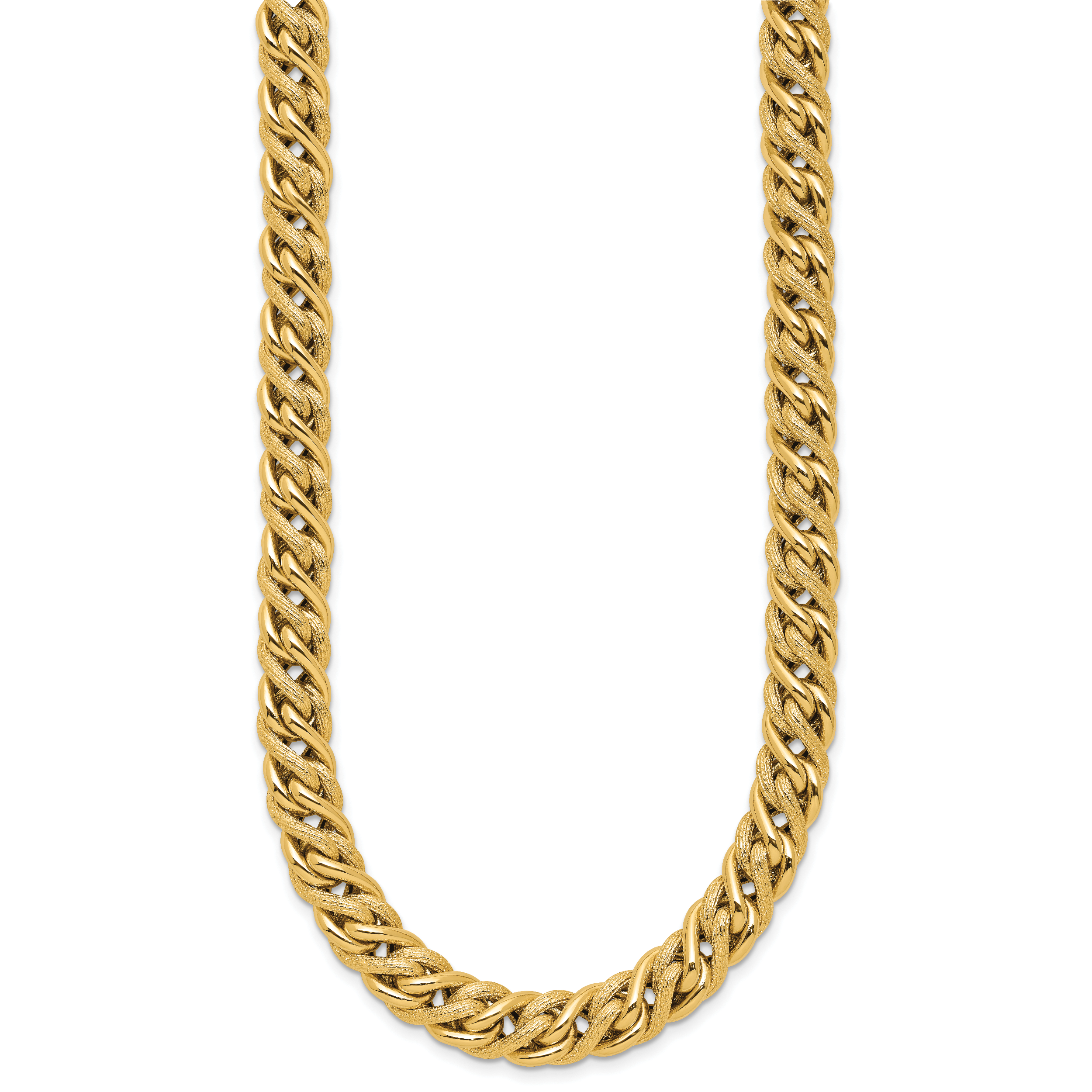 14K Polished and Textured Fancy Link Necklace