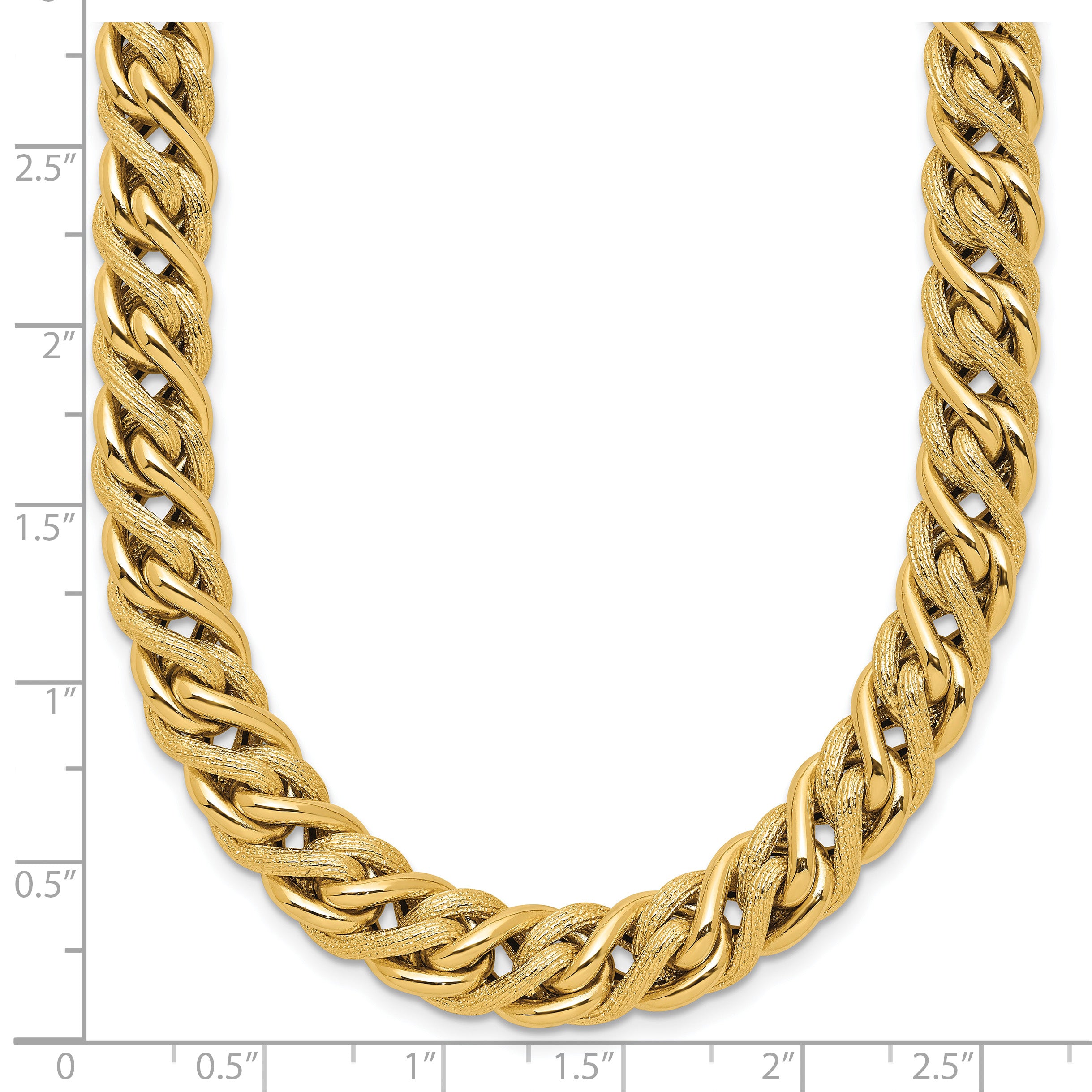 14K Polished and Textured Fancy Link Necklace
