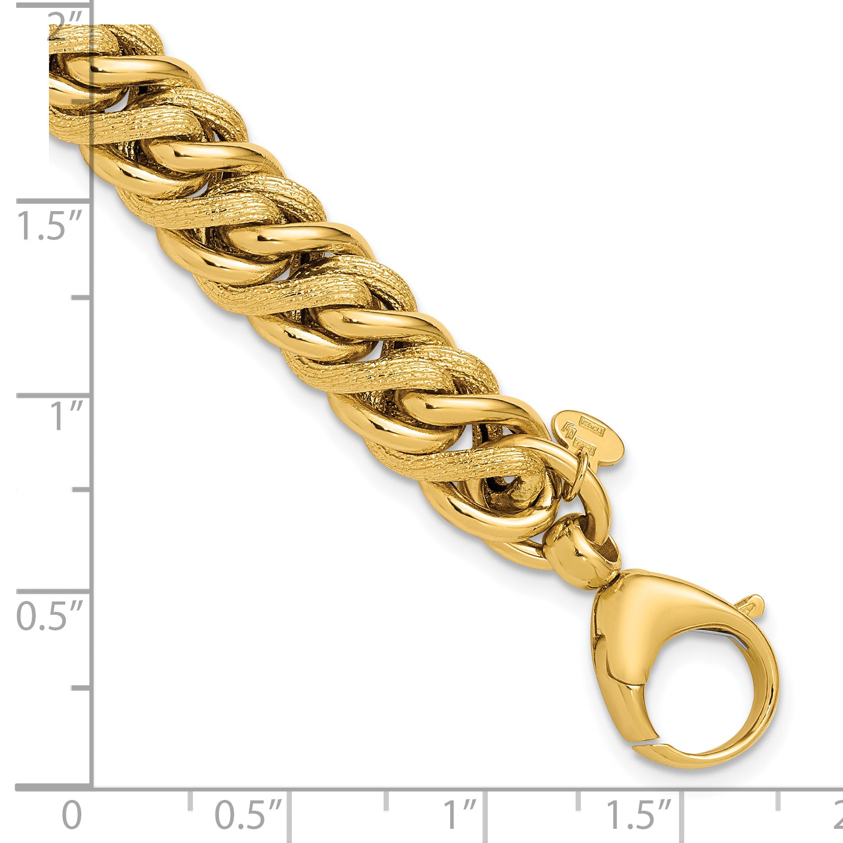 14K Polished and Textured Fancy Link Bracelet