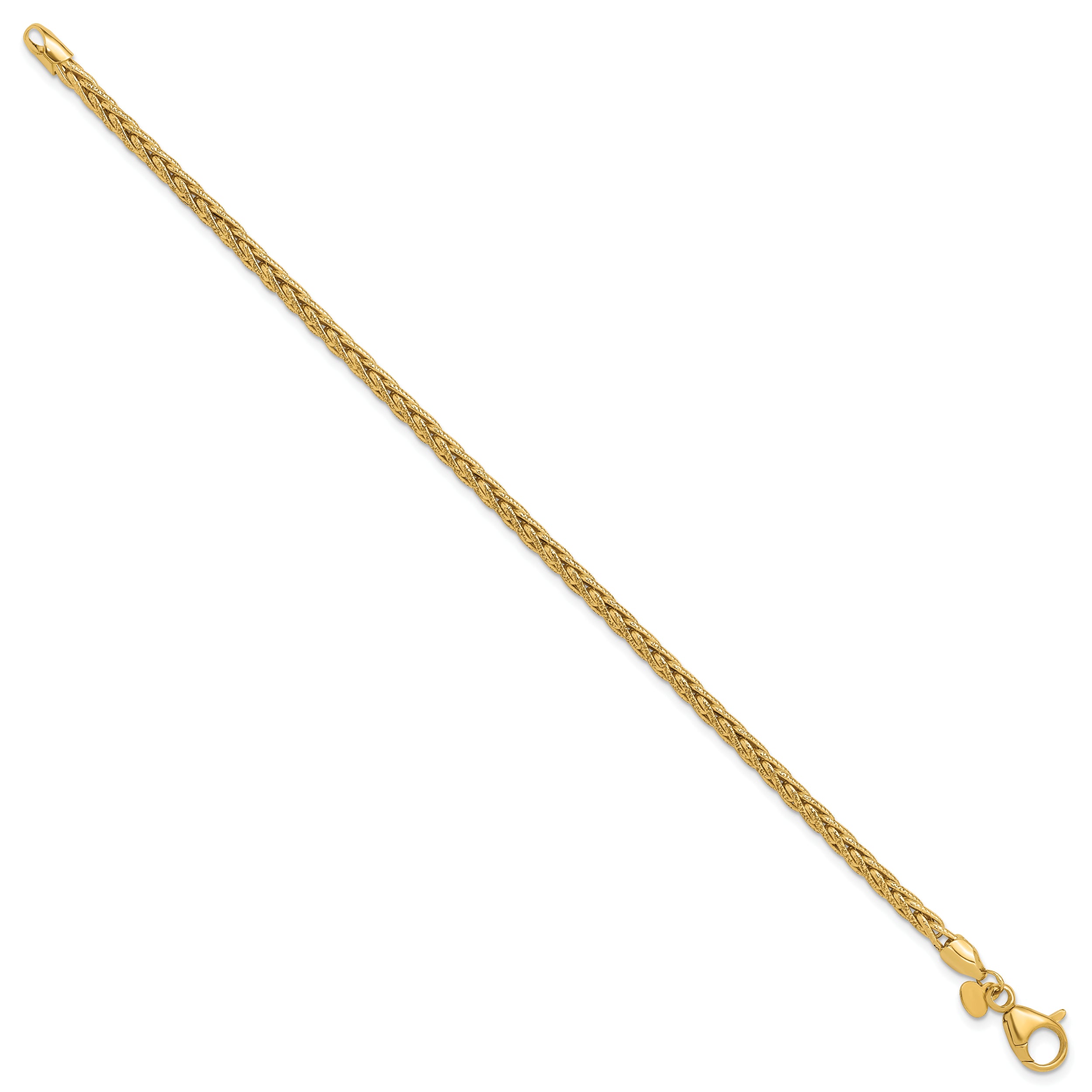 14K Polished and Textured Fancy Link Bracelet