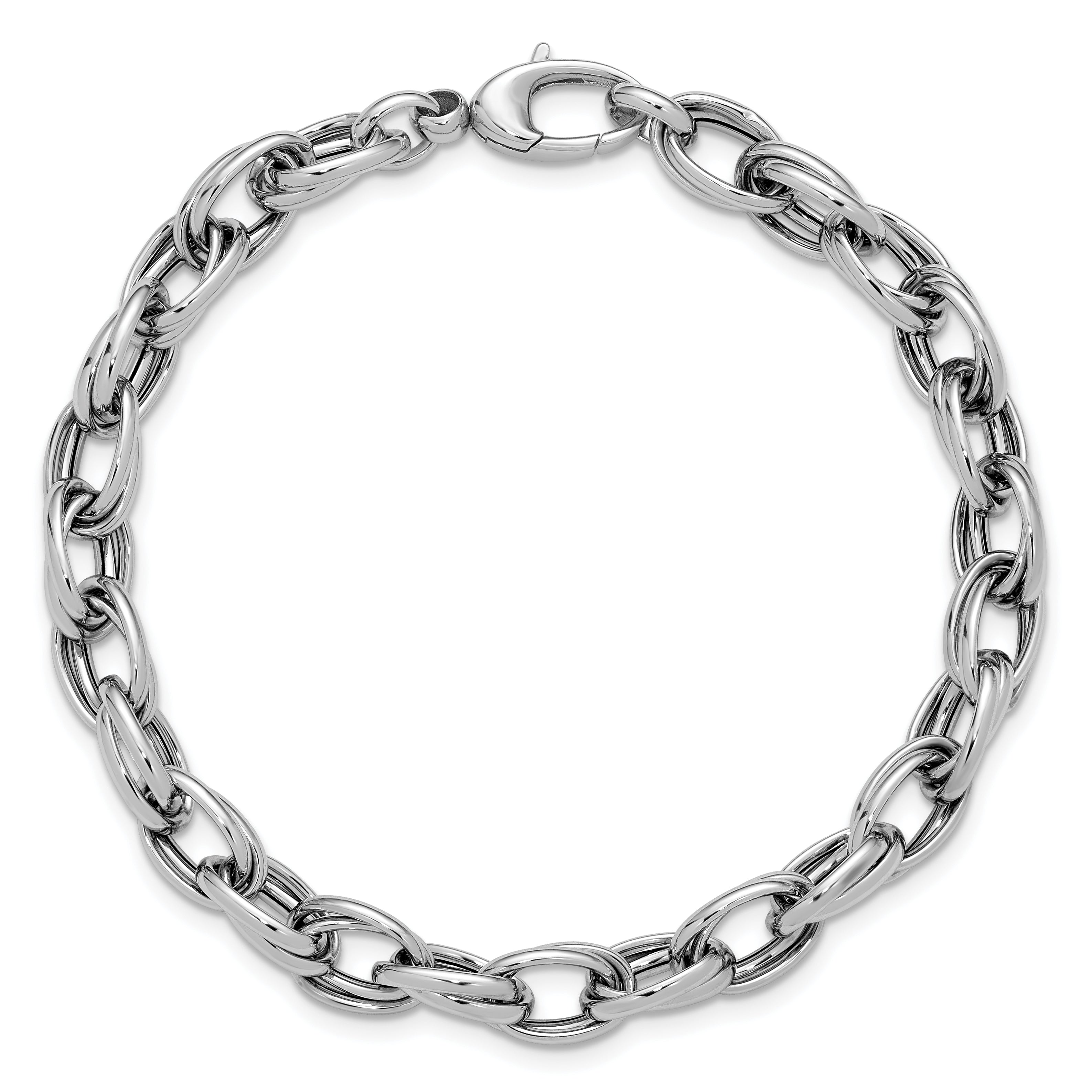 14K White Gold Polished Fancy Link Bracelet
