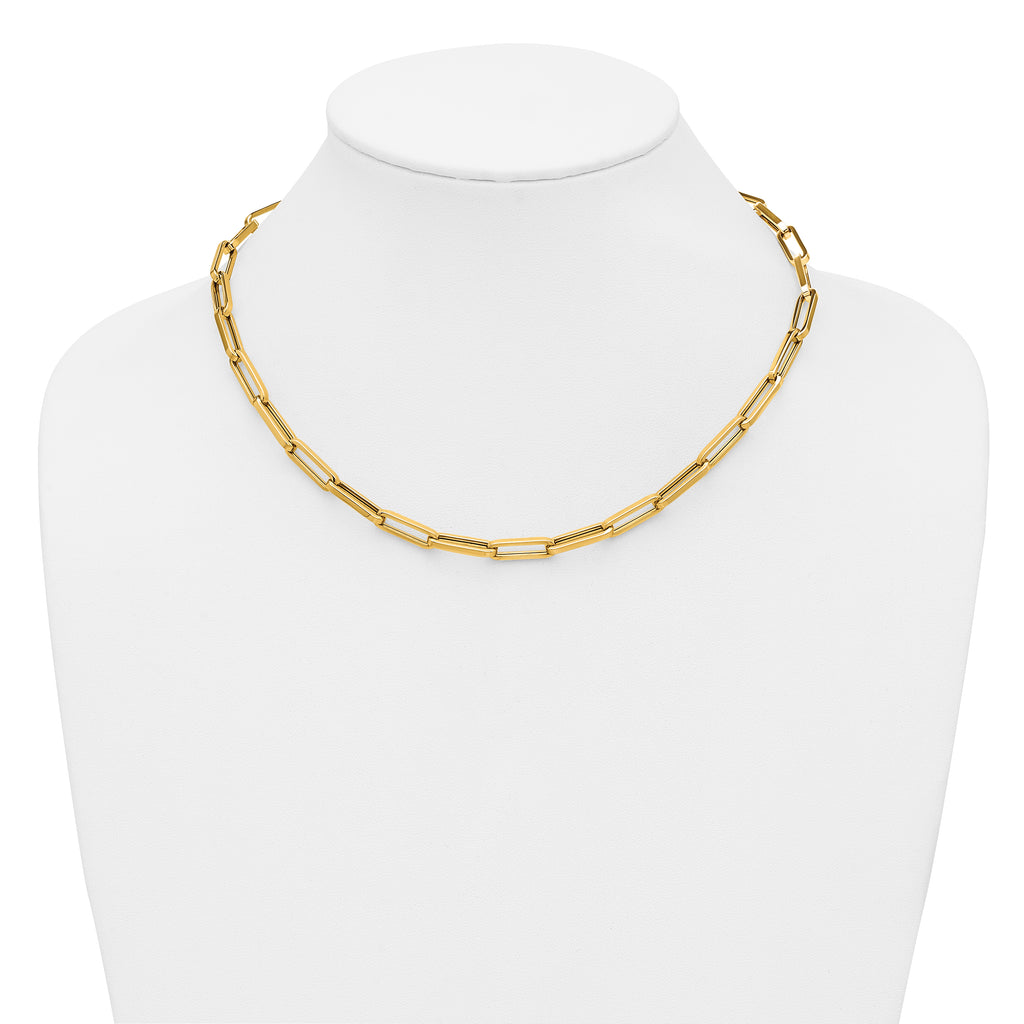 14K Polished Paperclip Link Necklace