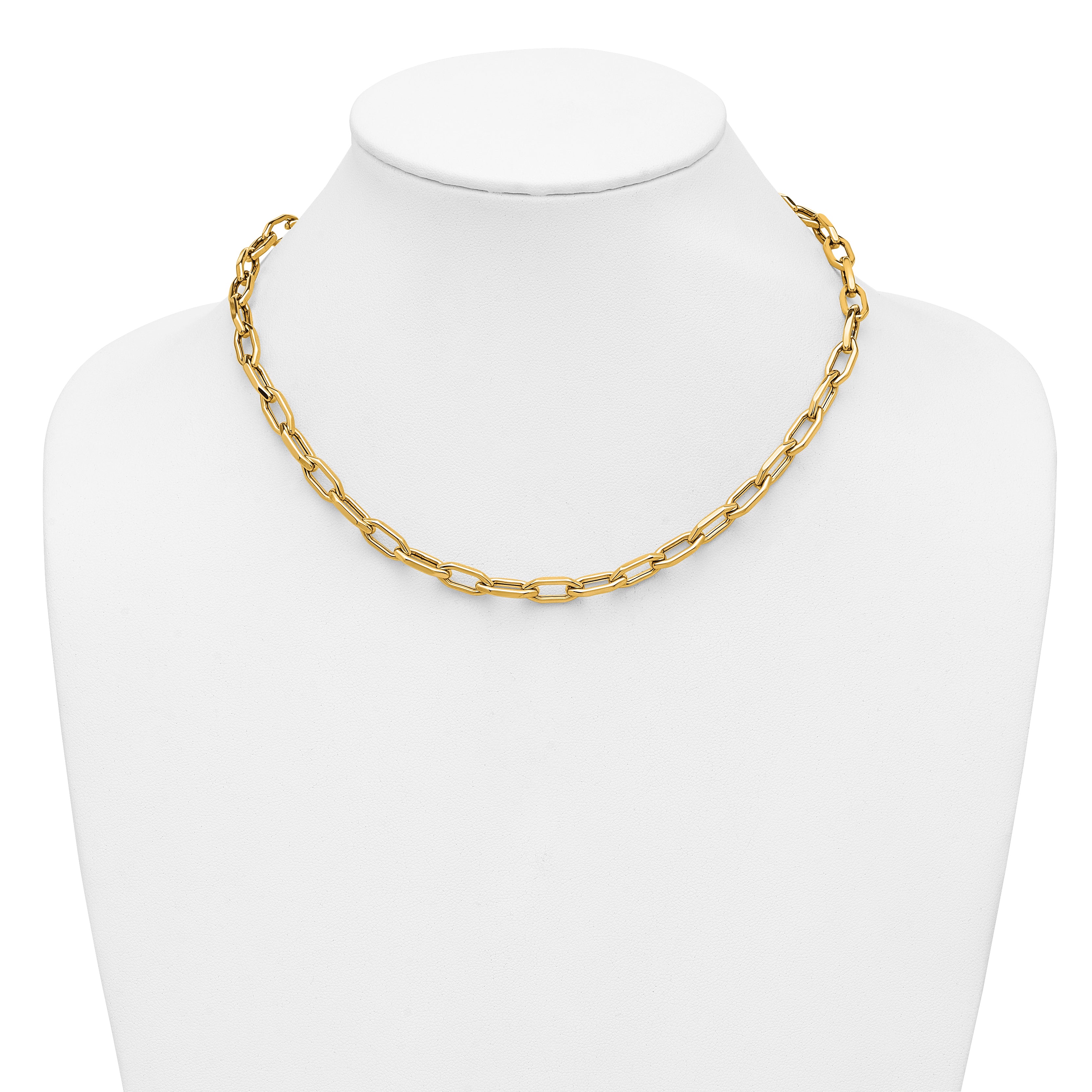 14K Polished Fancy Link with .5in ext. Necklace