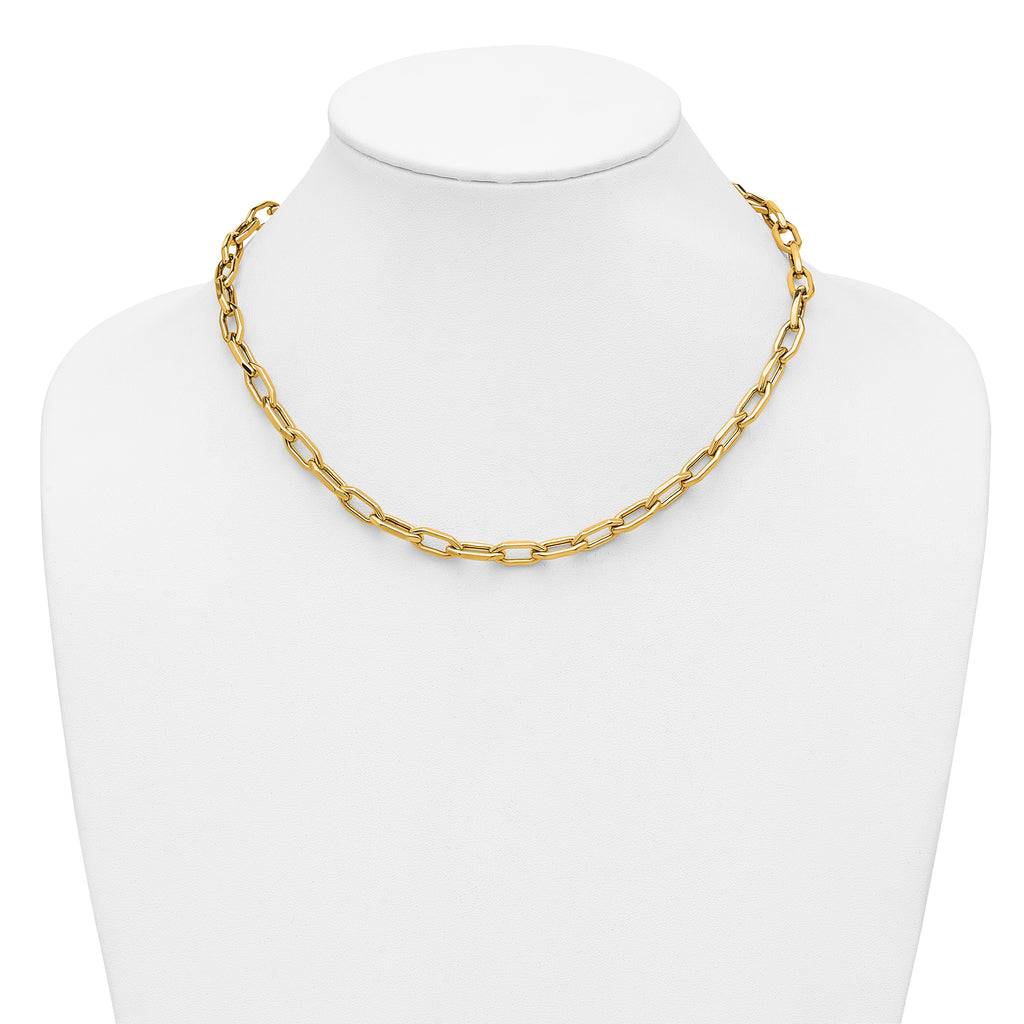 14K Polished Fancy Link with .5in ext. Necklace