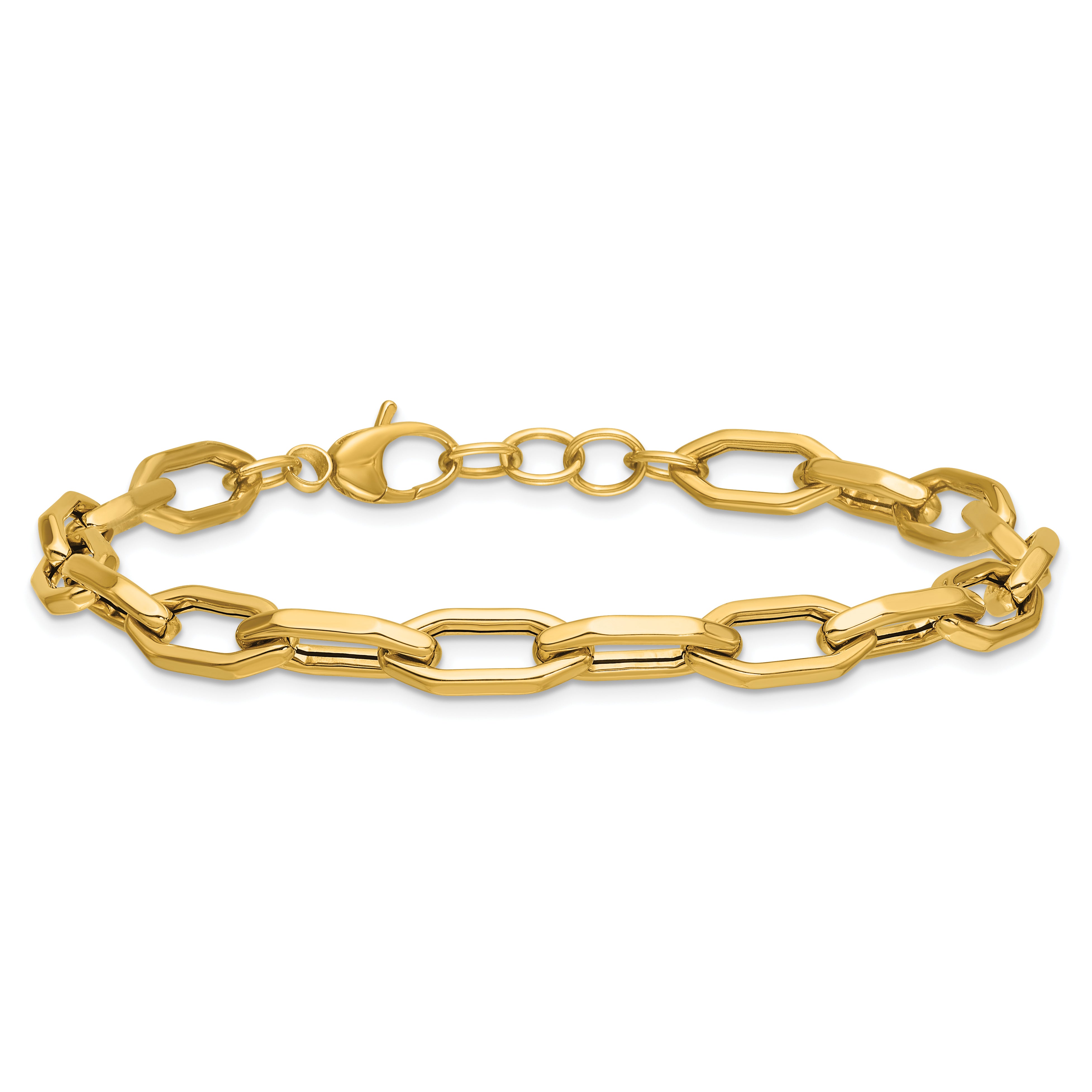 14K Polished Fancy Link with .5in ext. Bracelet
