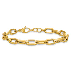 14K Polished Fancy Link with .5in ext. Bracelet