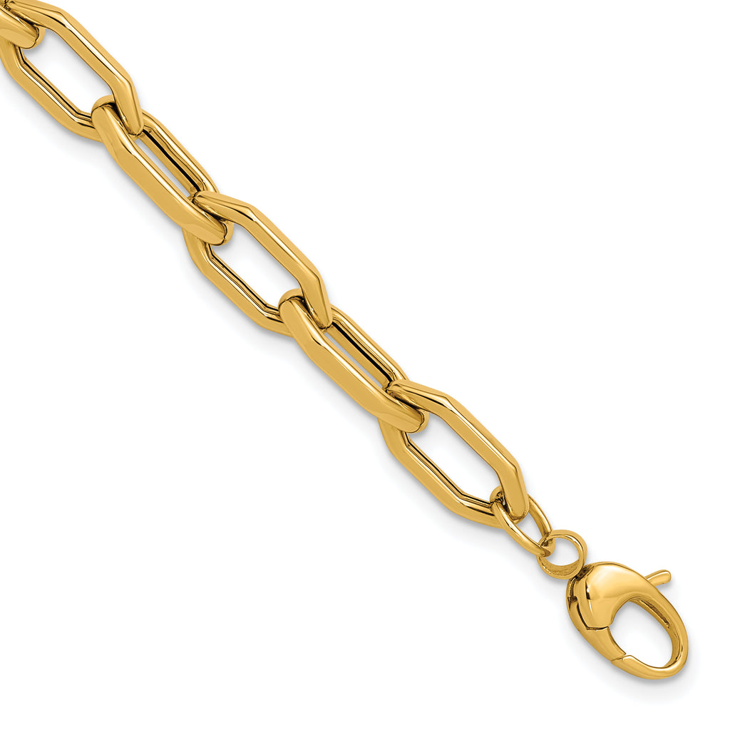 14K Polished Fancy Link with .5in ext. Bracelet