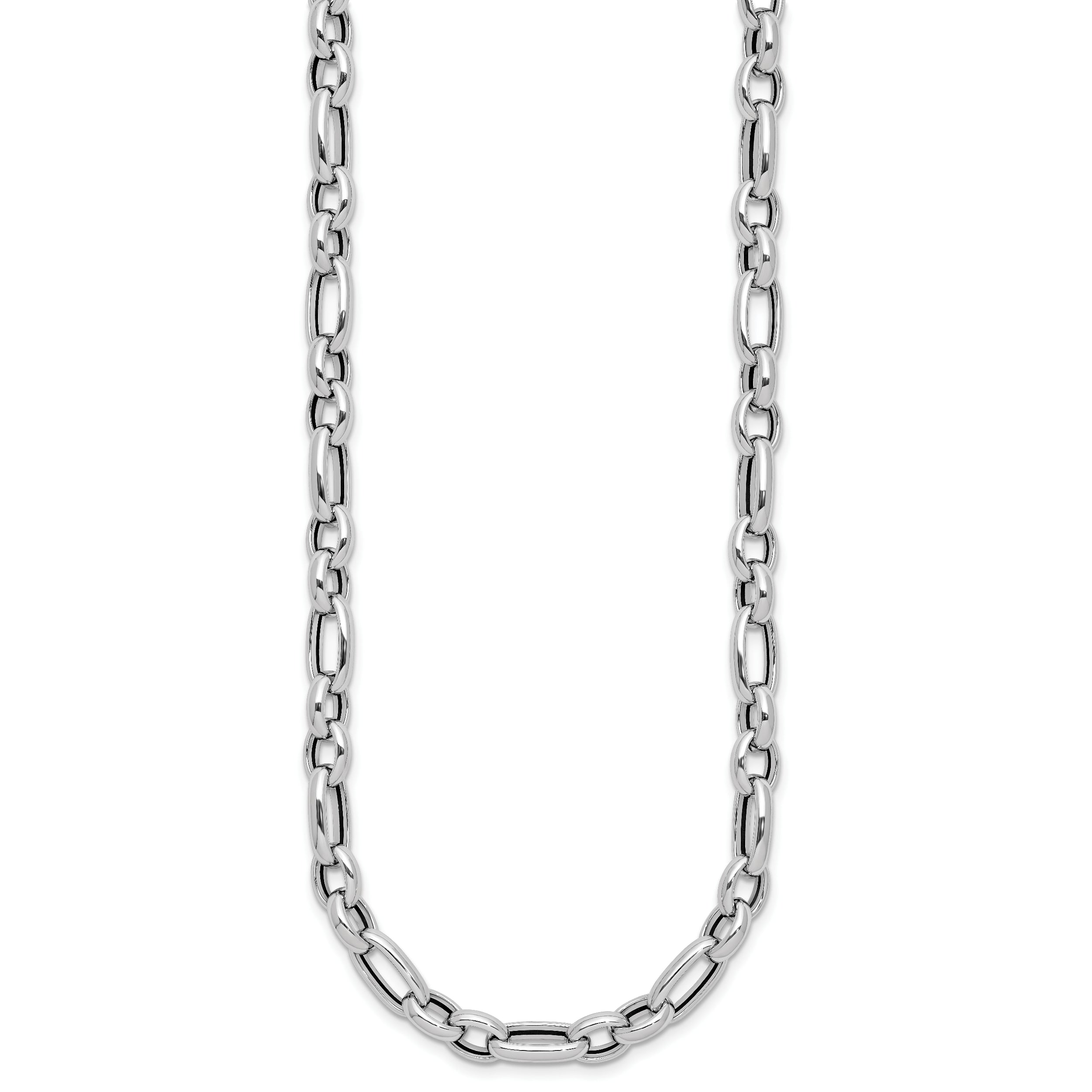 14K White Gold Polished Fancy Link Necklace