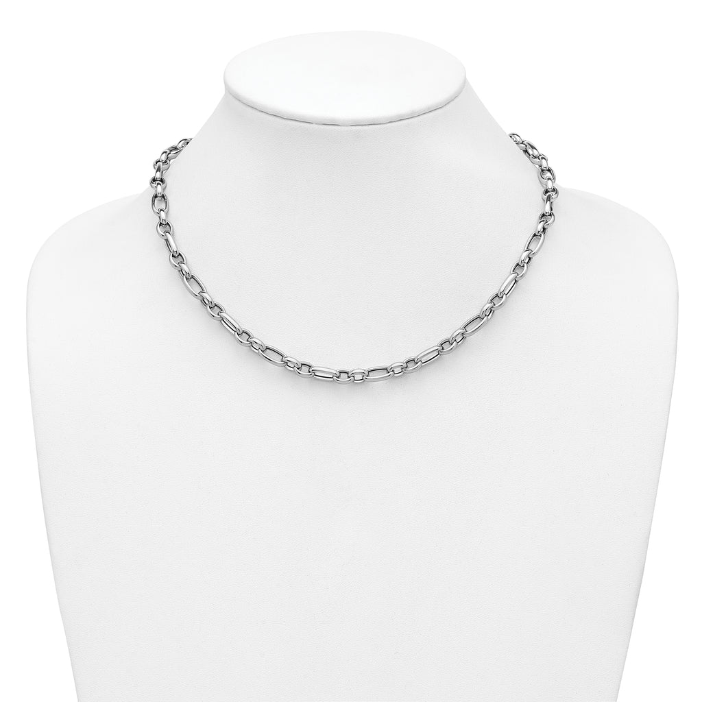 14K White Gold Polished Fancy Link Necklace