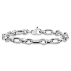 14K White Gold Polished Fancy Link Bracelet