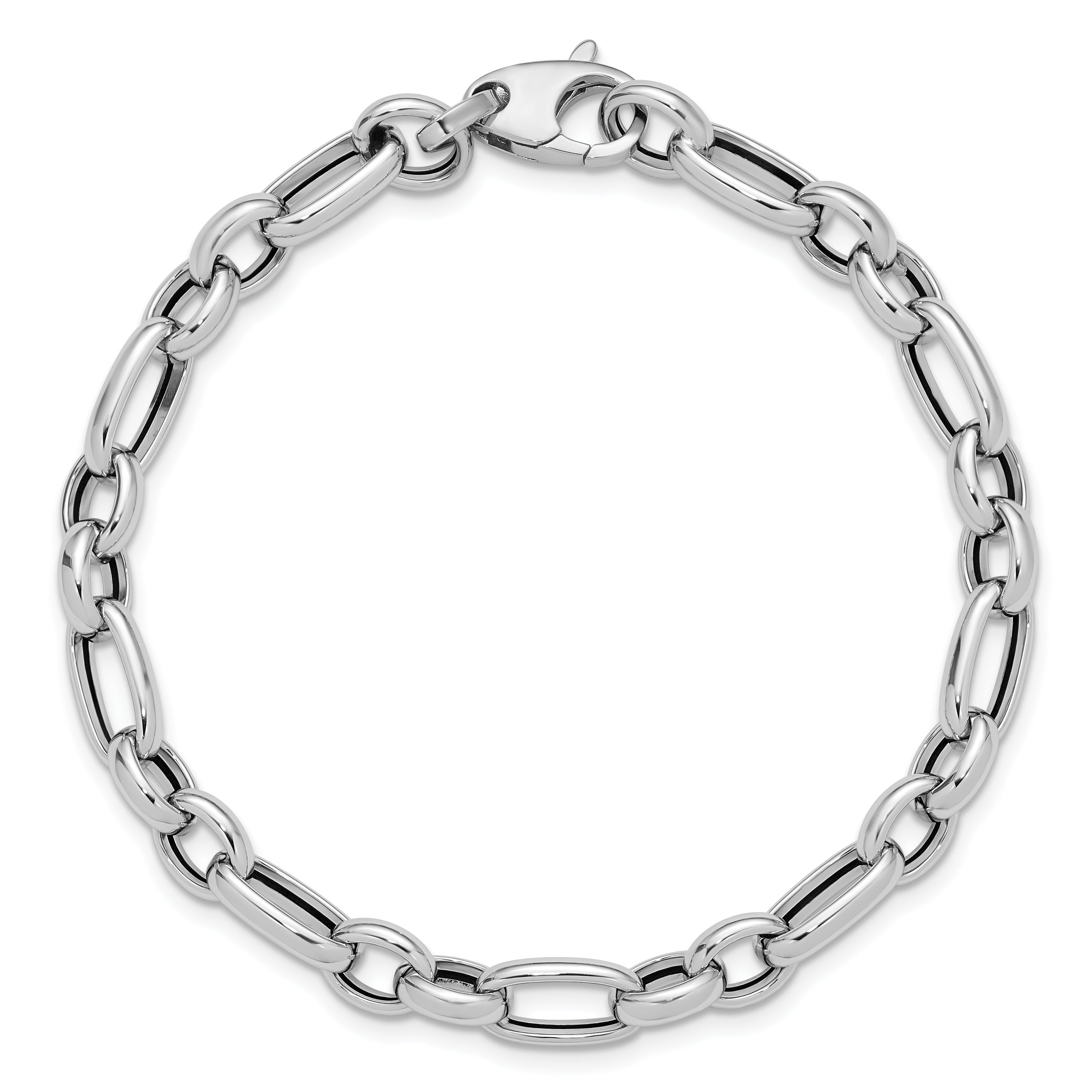 14K White Gold Polished Fancy Link Bracelet