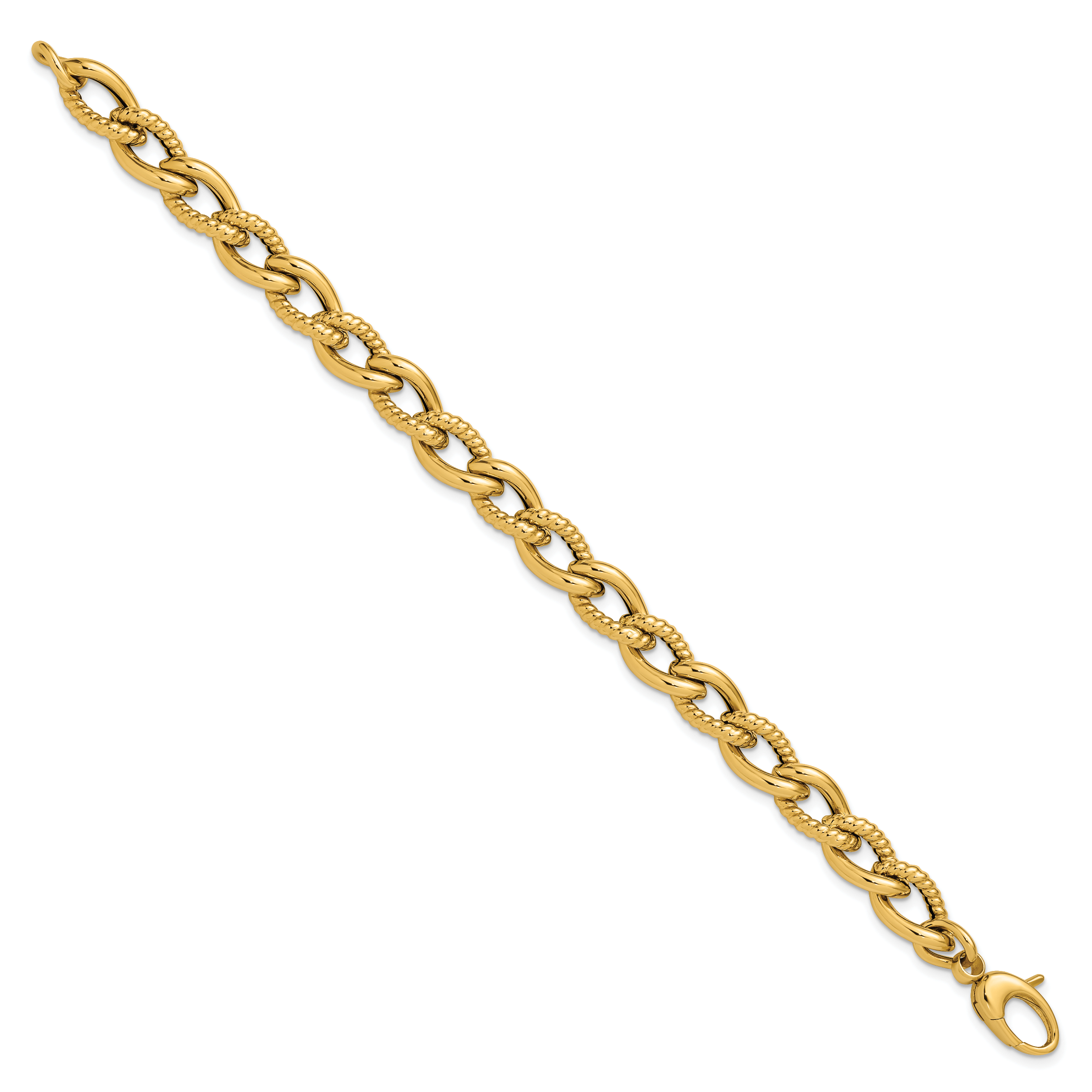 14K Polished and Textured Fancy Link Bracelet Secondary image